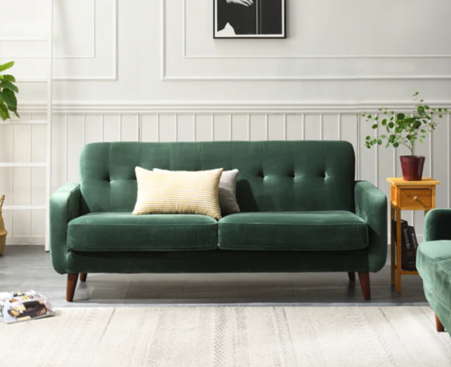 Clarence Sofa Range in Green Velvet. RRP £499.99. - SR6. Upholstered with soft velvet effect