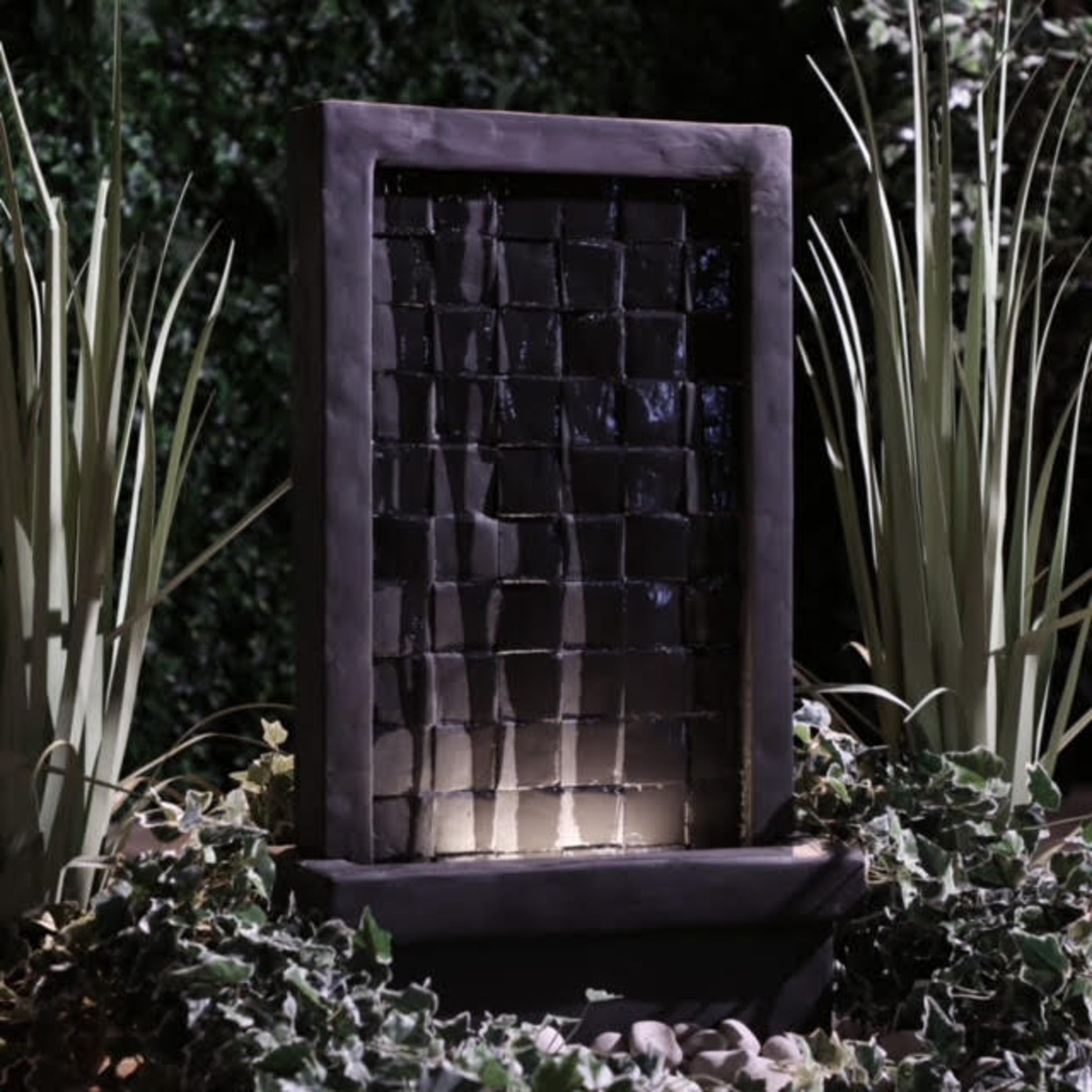 New & Boxed Tiled Waterfall Water Feature - Tall LED Wall Lit Cascading Water Fountain. RRP £349.99. - Image 3 of 3