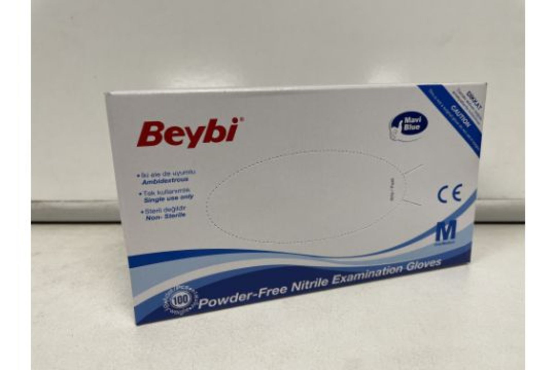 TRADE LOT 100 X NEW BOXES OF 100 BEYBI POWDER FREE NITRILE EXAMINATION GLOVES. SIZE MEDIUM. EXPIRY