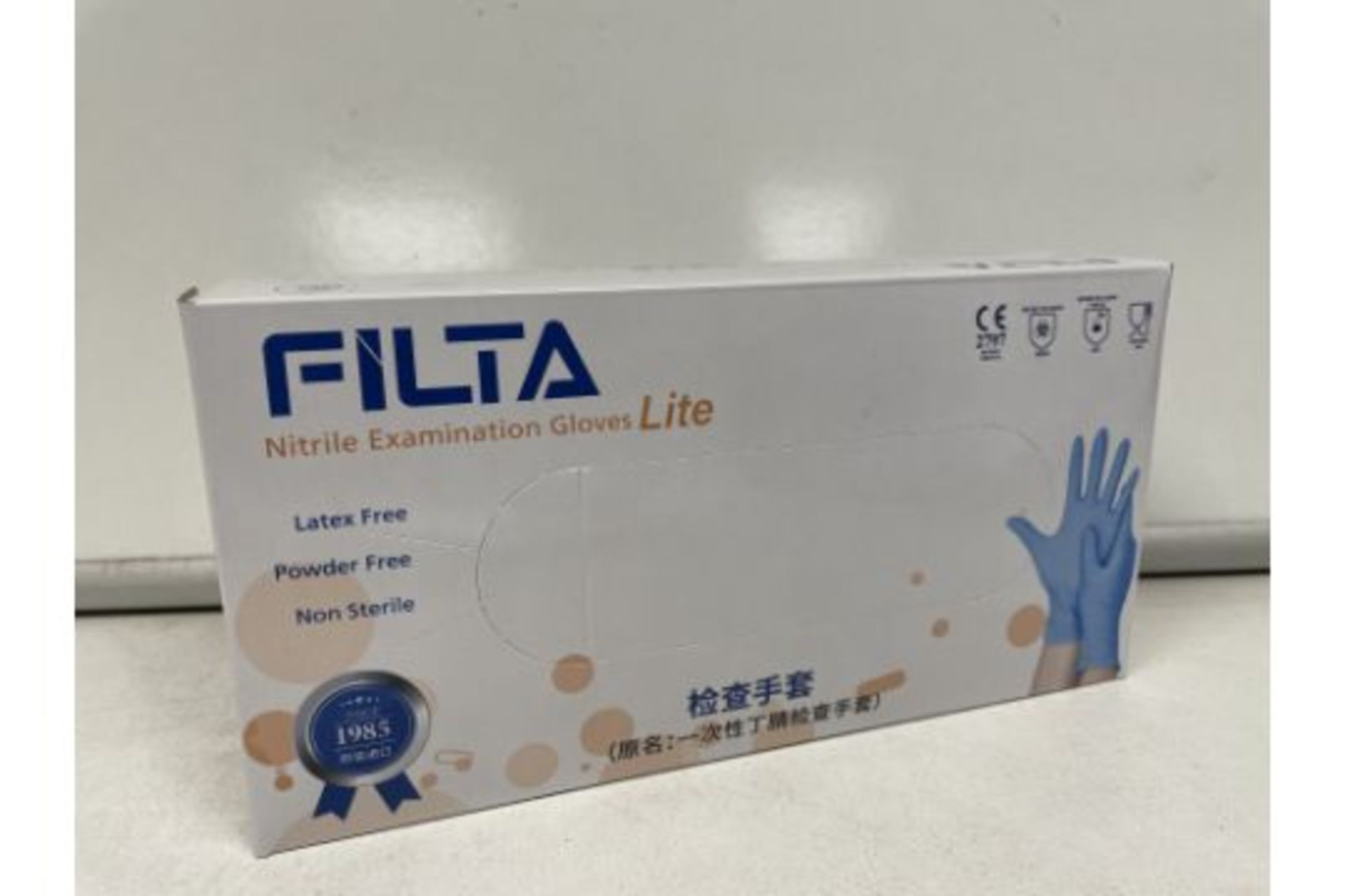 TRADE LOT 100 X NEW BOXES OF 100 FILTA NITRILE EXAMINATION GLOVES LITE. LATEX FREE. POWDER FREE. NON