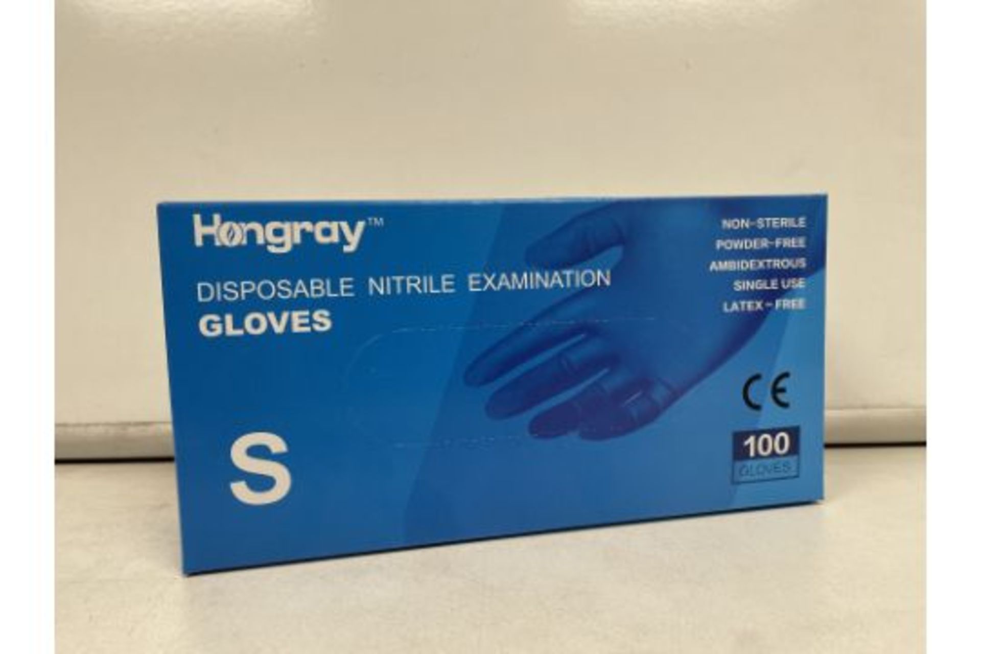 TRADE LOT 100 X NEW BOXES OF 100 HONGRAY DISPOSALE NITRILE EXAMINATION GLOVES. SIZE SMALL. NON-