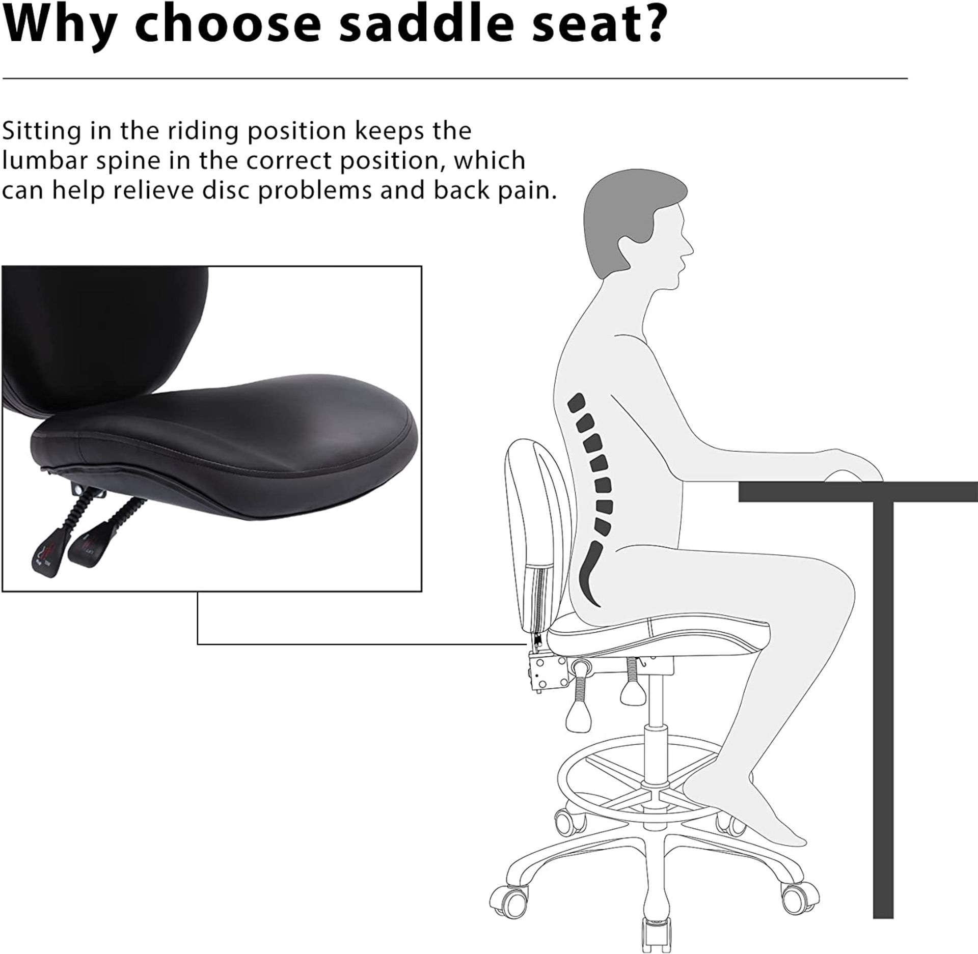 NEW Drafting Chair with Wheels Ergonomic Studio Chair with Adjustable Footrest and Backrest PU - Image 4 of 5