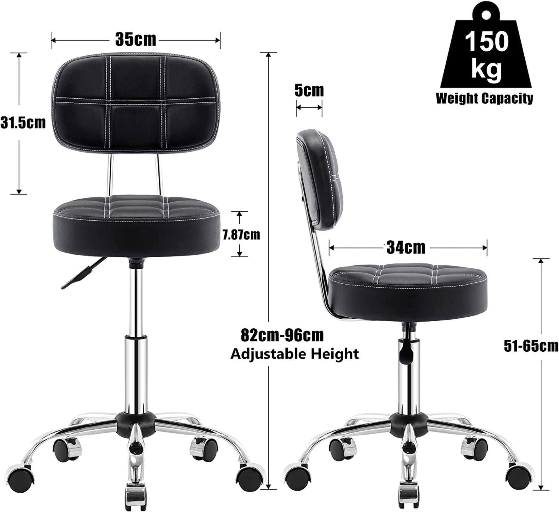 PALLET TO CONTAIN 6x NEW Rolling stool with High Backrest and Adjustable Footrest,Pu Leather Massage - Image 3 of 5