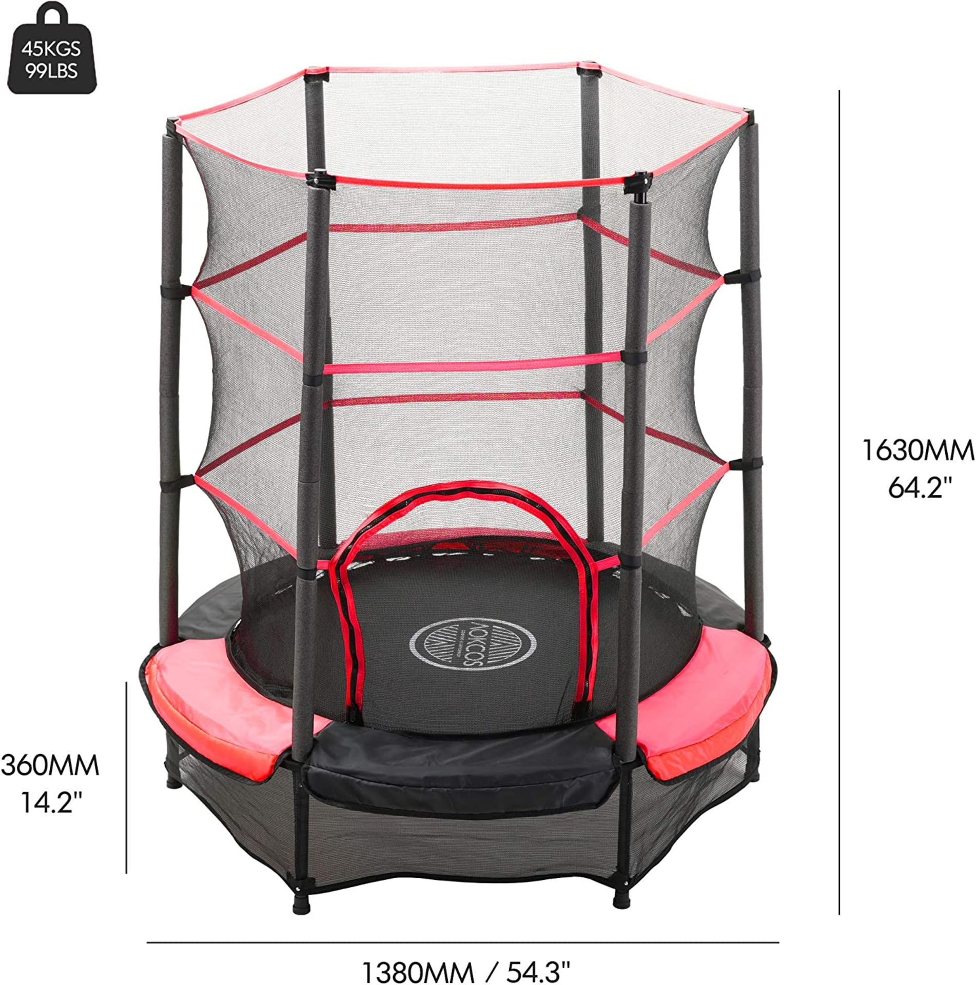 Brand new 54” Trampoline for Kids, Mini Toddler Trampoline with Safety Enclosure, Indoor & Outdoor