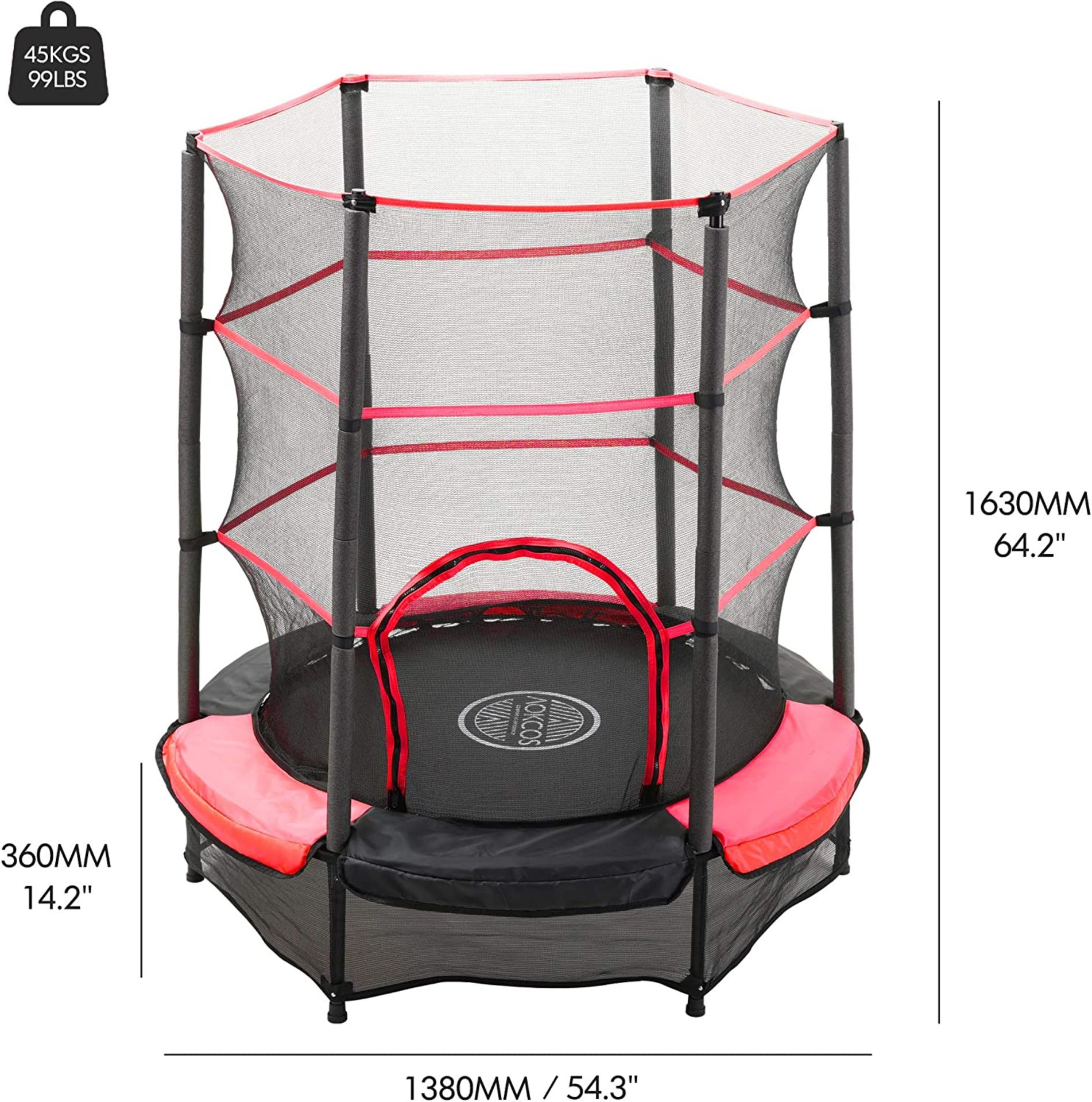 Brand new 54” Trampoline for Kids, Mini Toddler Trampoline with Safety Enclosure, Indoor & Outdoor - Image 2 of 3