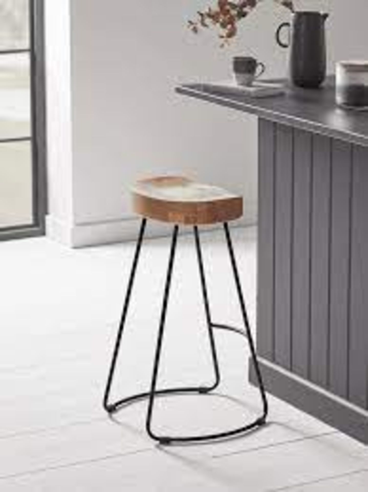 Cox & Cox Weathered Oak & Metal Counter Stool. RRP £295.00. - SR4. This stylish counter stool