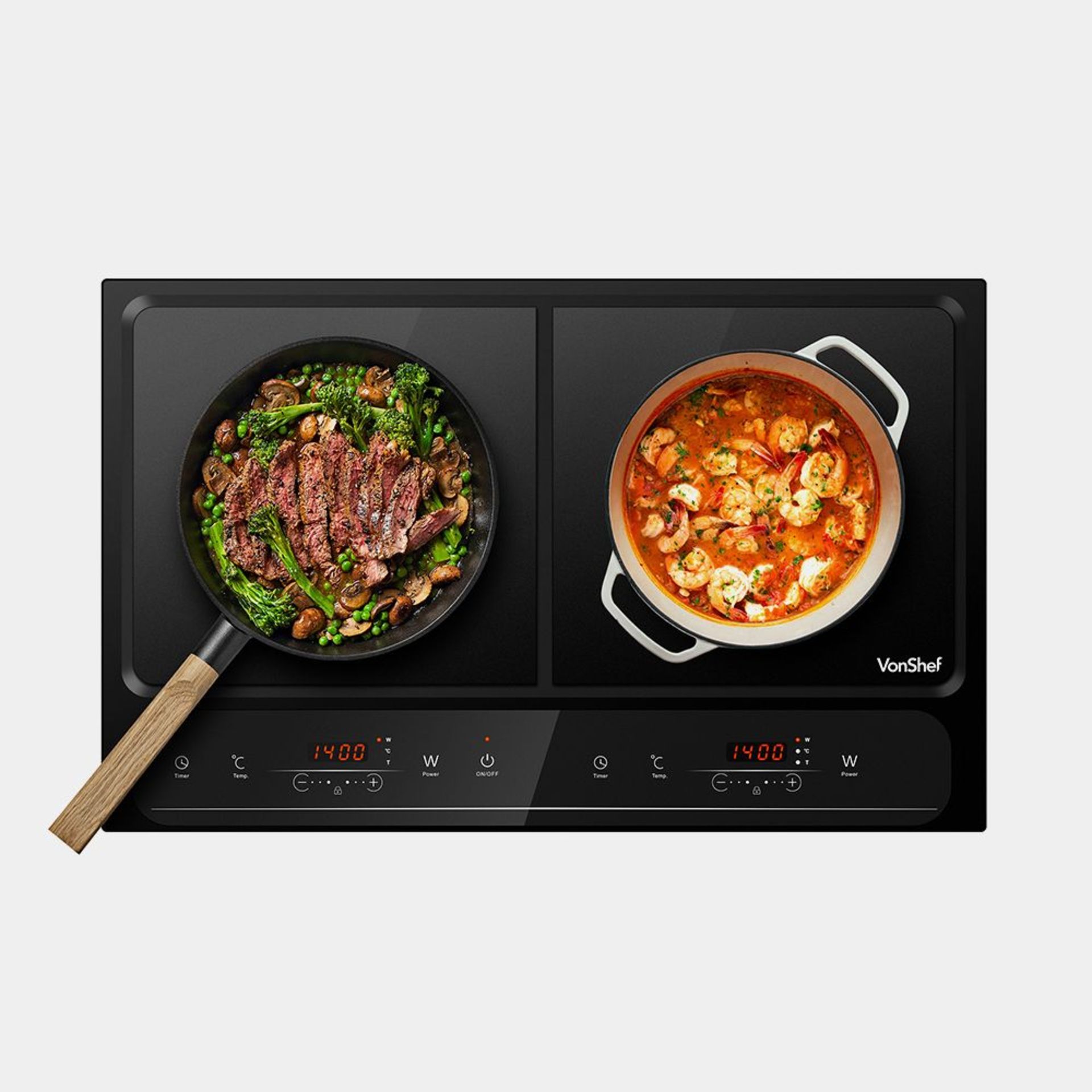 Dual Induction hob 2800W. - BI. No more scrubbing burnt food off your cooker; an induction hob