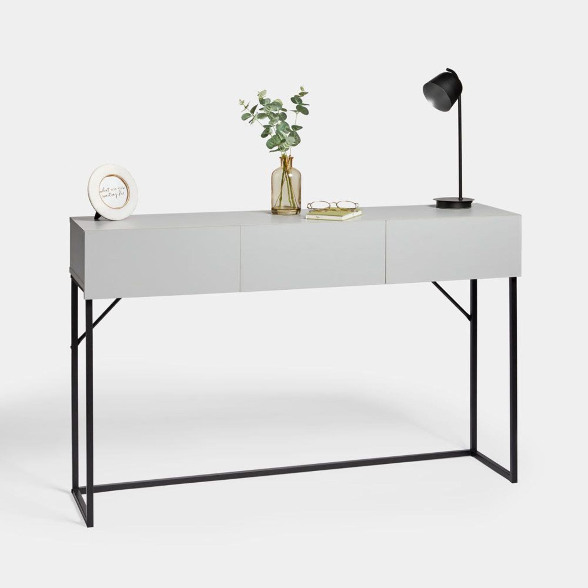 Oslo Grey Console Table. - BI. In a sleek grey colour, the Oslo console suits any home, décor or