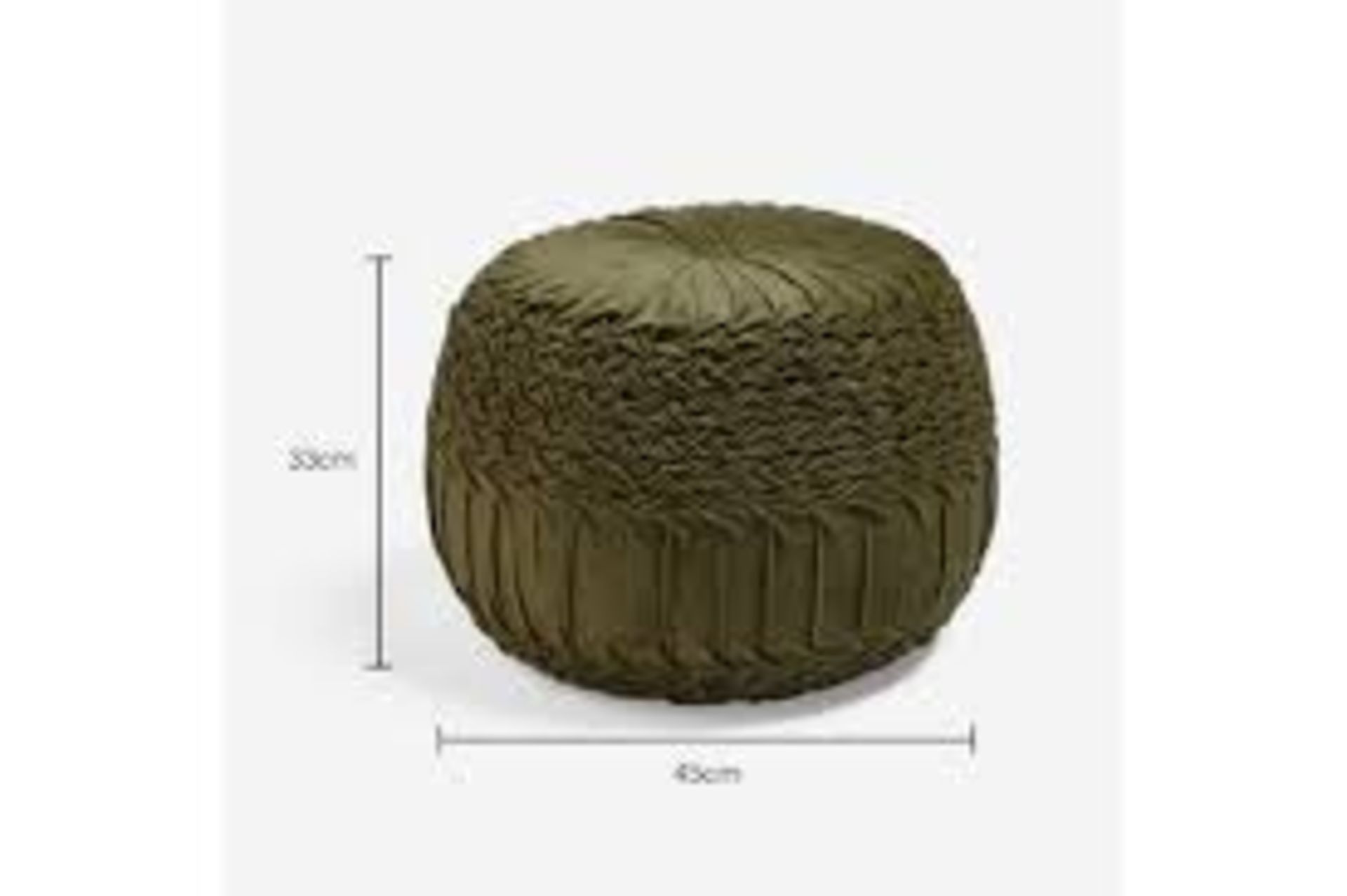 2 x New & Boxed Beautify Olive Velvet Detailed Pouffe. (4000362). Bring a touch of glam into your - Image 2 of 2