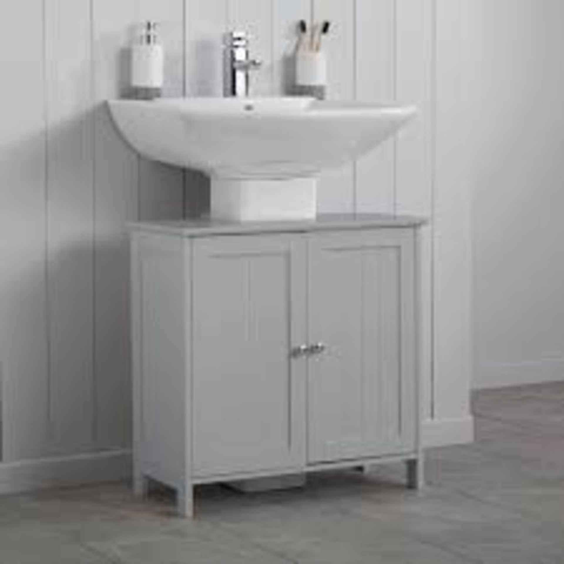 Ashby Grey Tongue & Groove Bathroom Under Sink Cabinet. - SR3. Utilise unused space around your sink