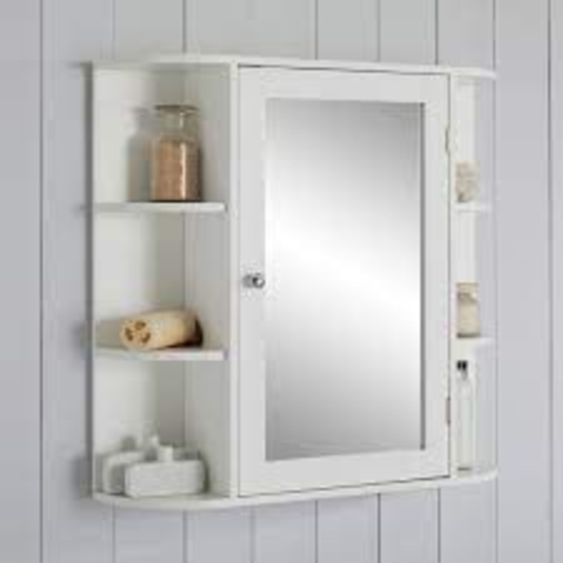 Coughton White Bathroom Mirrored Storage Cabinet. - SR3. The Coughton Mirror Cabinet with Side