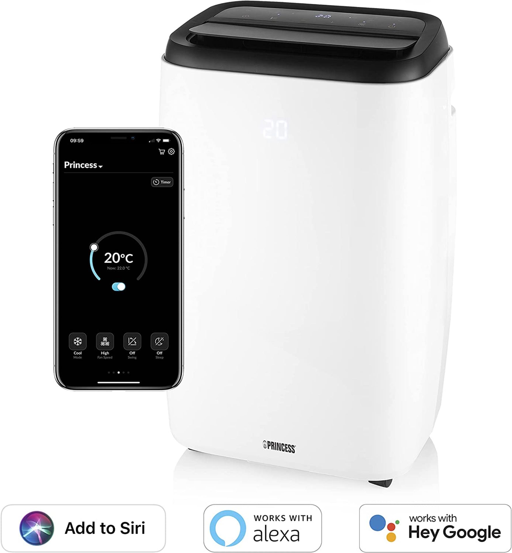 Princess Mobile Air Conditioner. 3 IN 1 SMART WIFI. 12,000 BTU, Smart and Voice Control, 3.5 kW, - Image 3 of 3