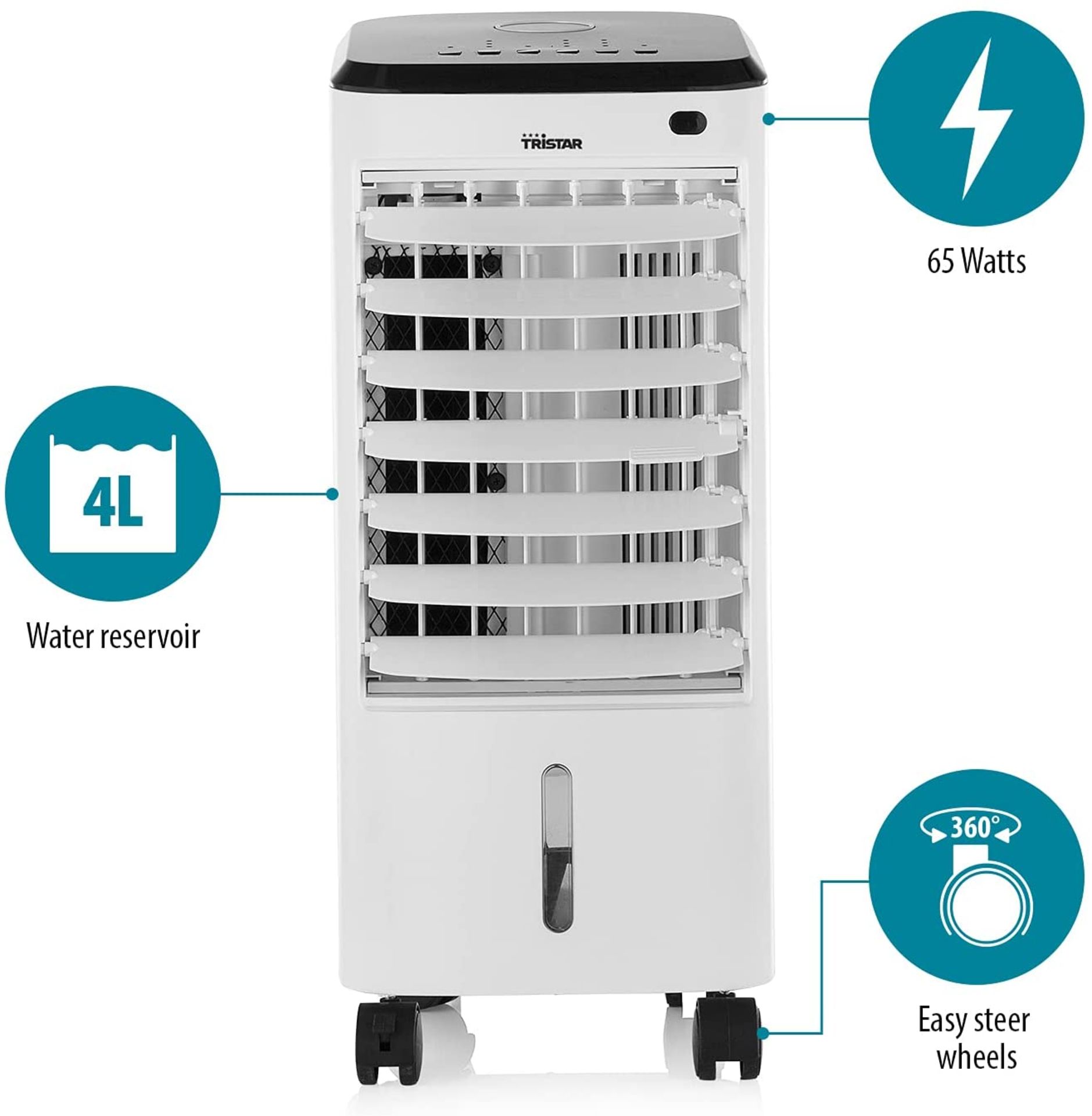 Tristar AT-5446 Portable Air Cooler 4 Litres 3 Modes and Speed Levels Remote Control Air Conditioner - Image 3 of 3