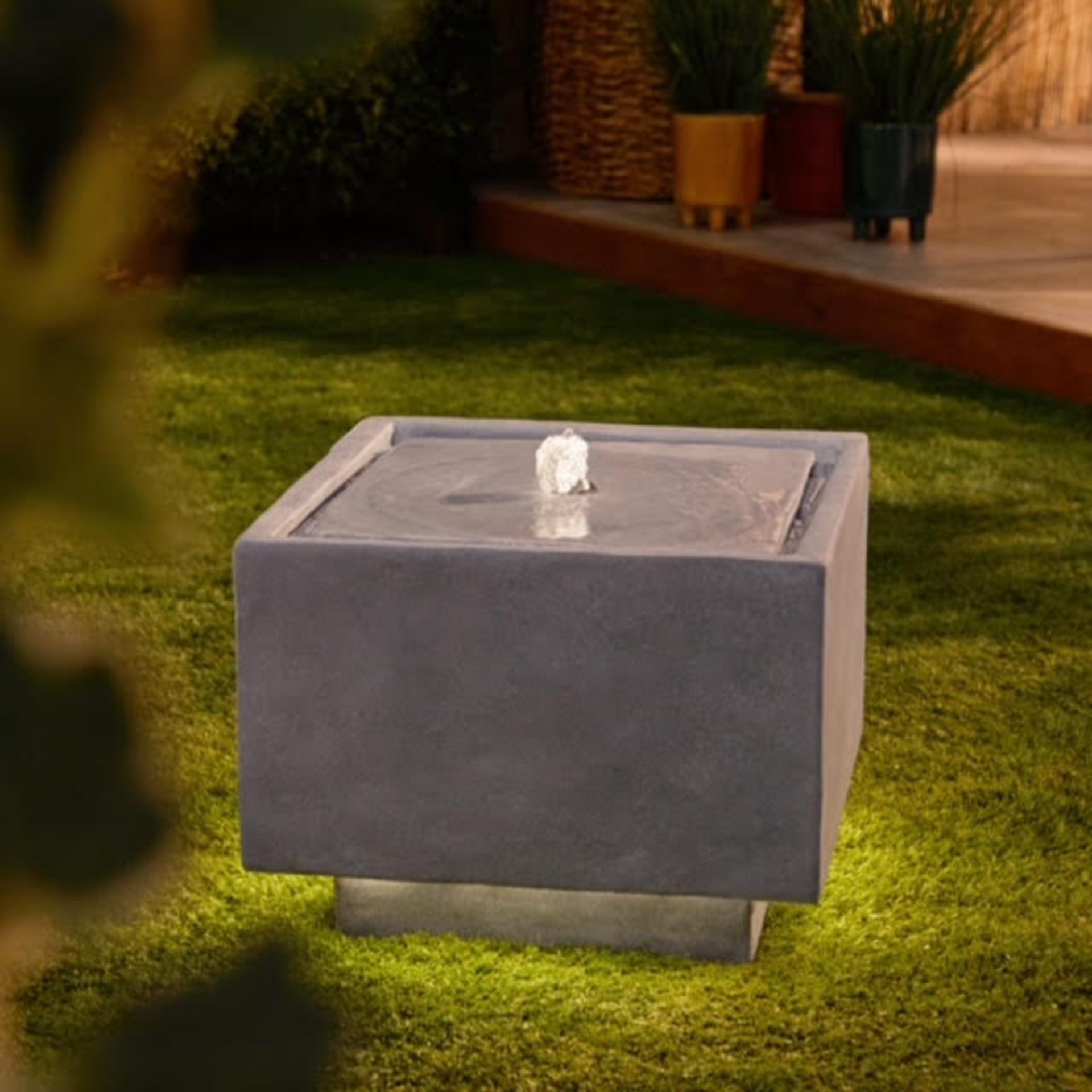 New & Boxed LED Grey Cube Water Feature. RRP £349.99. (REF718) Square Water Feature, Indoor/ - Image 2 of 5