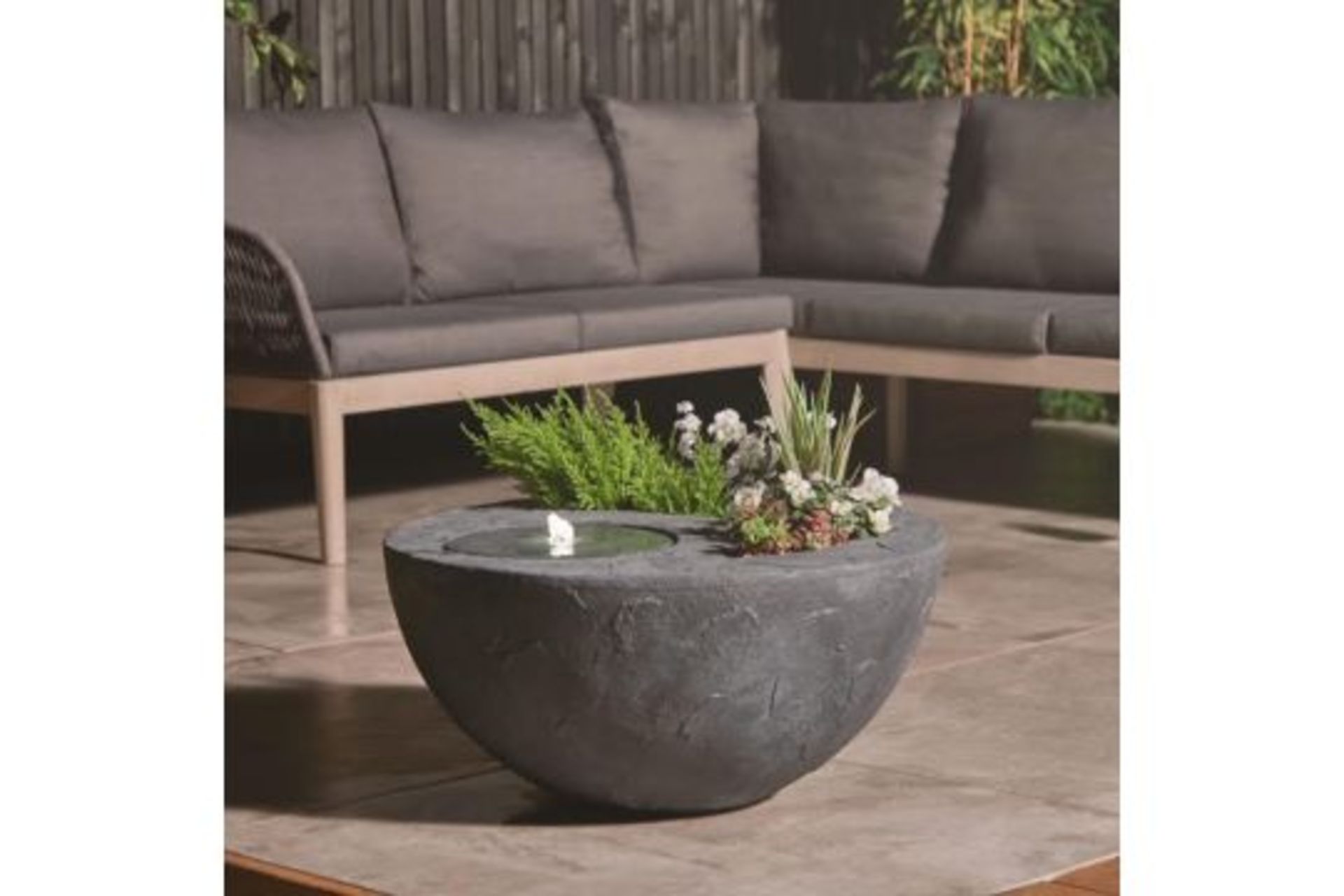 New & Boxed Dual Water Feature and Planter - Garden Bowl Design Planter, Indoor/Outdoor LED Lights - Image 3 of 6
