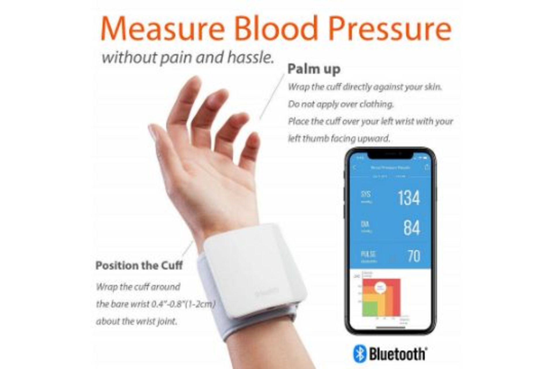 NEW & BOXED iHealth Smart Wrist Blood Pressure Monitor with Display, White.RRP £119.99. iHealth - Image 12 of 12