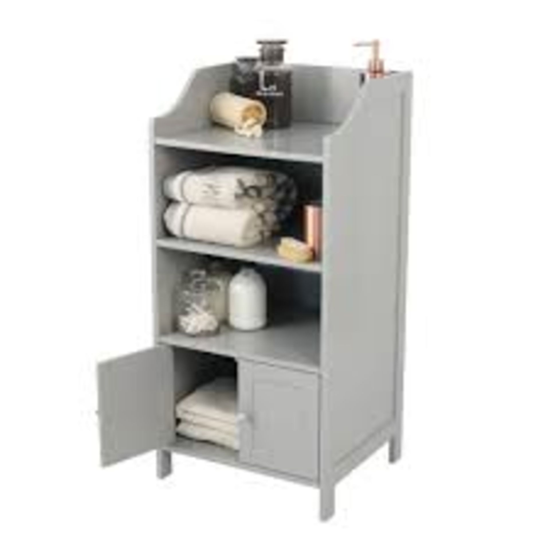 Ashby Grey Tongue & Groove Bathroom Storage Cabinet. - SR6. The Gloss Mirrored Door Bathroom Cabinet