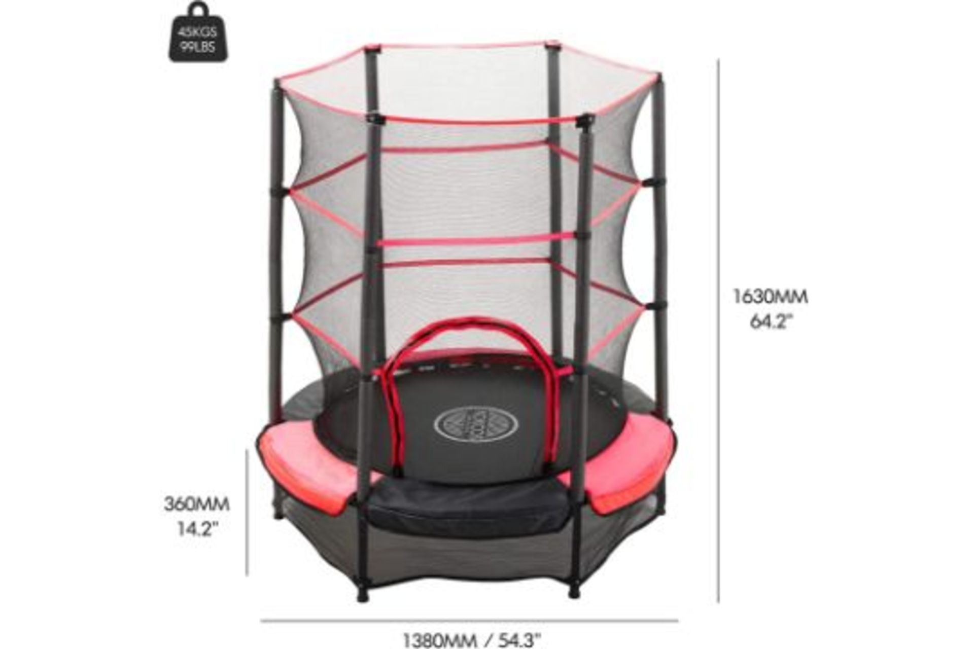 Brand new 54” Trampoline for Kids, Mini Toddler Trampoline with Safety Enclosure, Indoor & Outdoor - Image 3 of 3