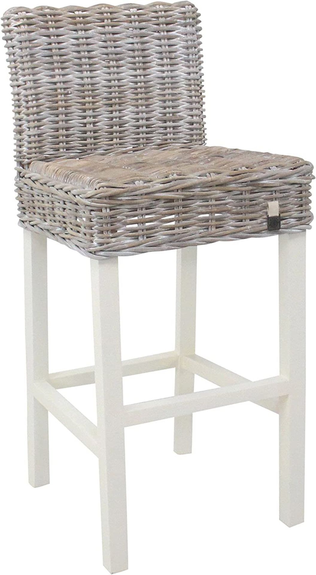 NEW & BOXED 2x Maine Furniture Co. Key Largo Whitewashed Kubu Rattan Breakfast Bar Stool. RRP £278. - Image 6 of 6