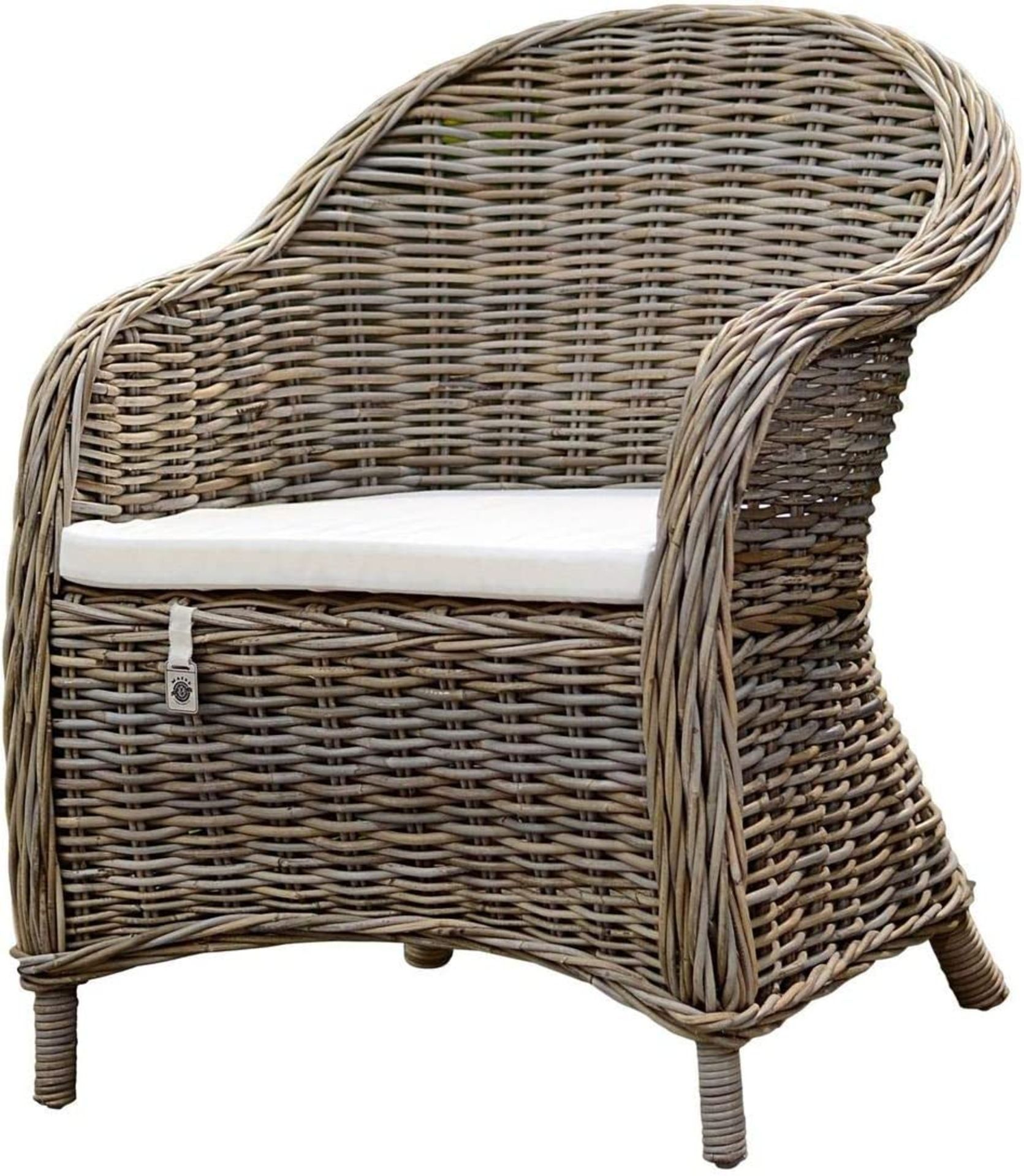 NEW & BOXED 2x Maine Furniture Co. Kubu Rattan Armchair with Cushion. (SR5). (SKU: M500156). STRONG,