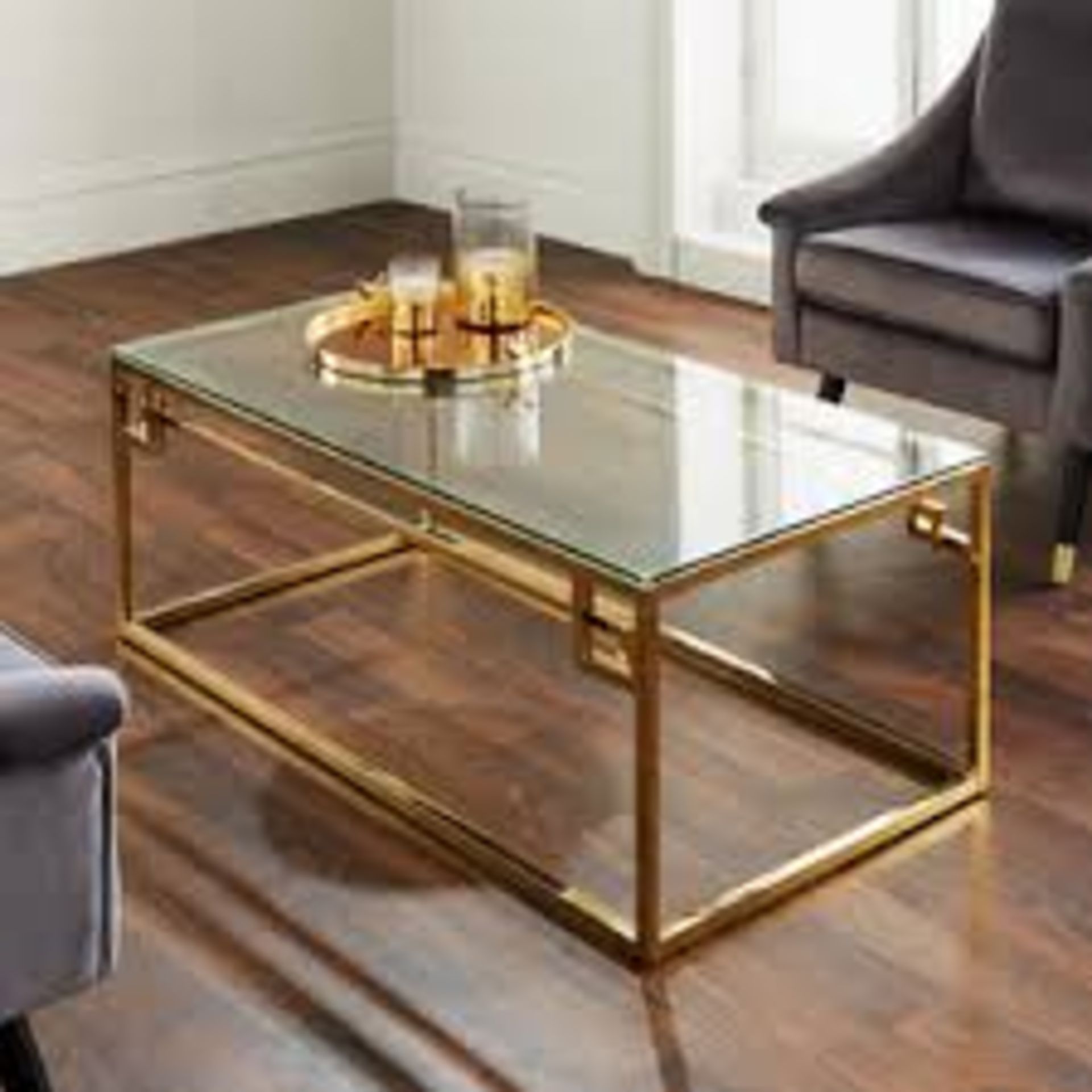 Brand New Cesar Gold Plated Coffee Table 120 x 60 x 45cm RRP £560