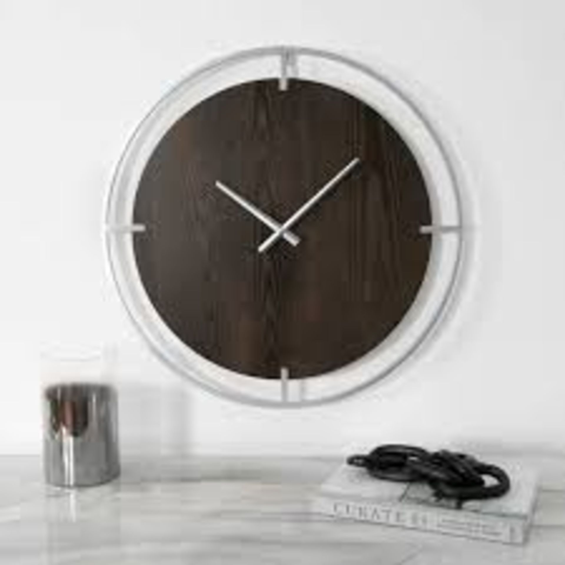 20 X BRAND NEW Minimalist Wood & Silver Wall Clock RRP £100 EACH