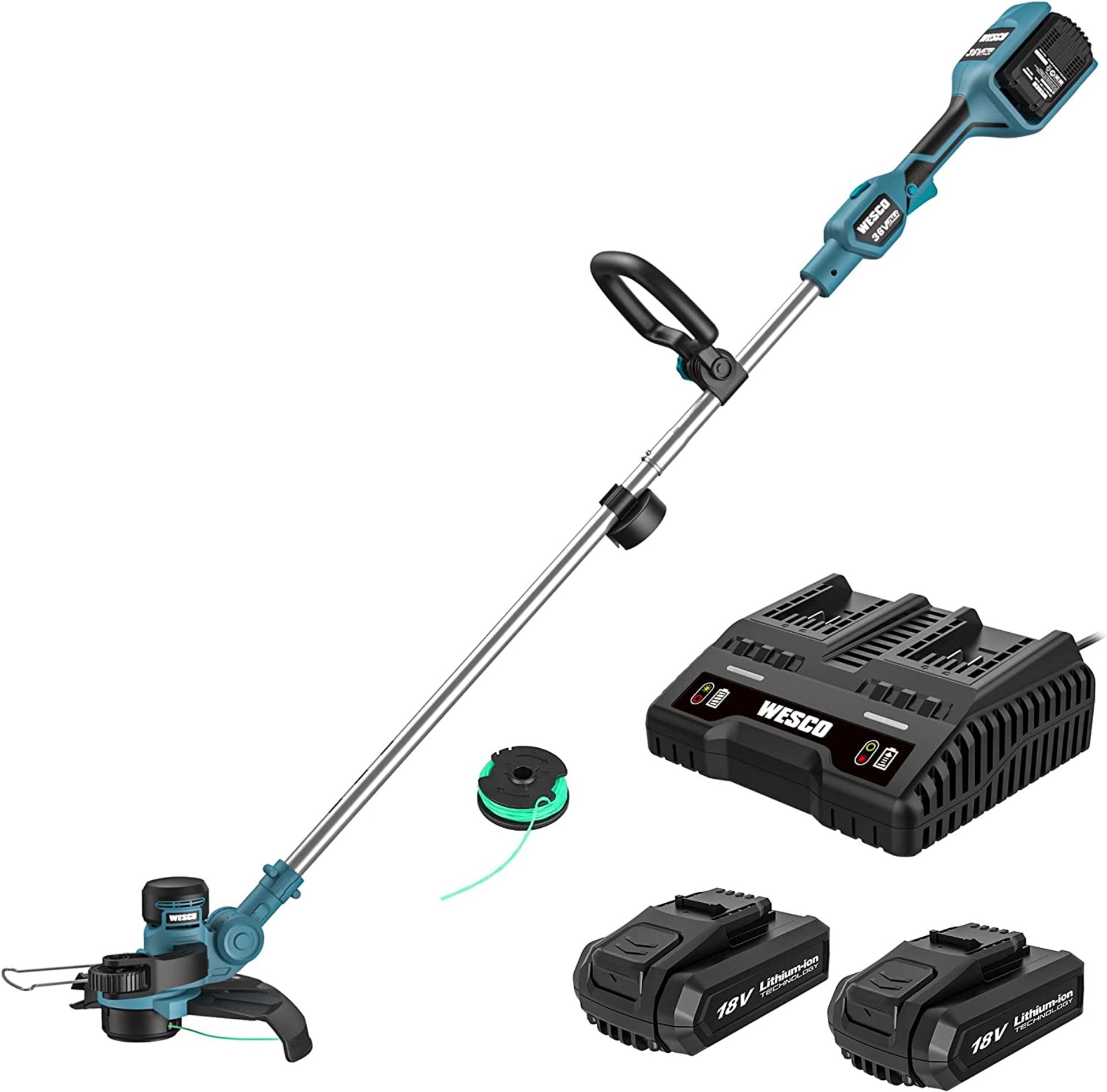 TRADE LOT 6 x New & Boxed Wesco Cordless Grass Trimmer 36V, WESCO 2-in-1 strimmer cordless with 2x