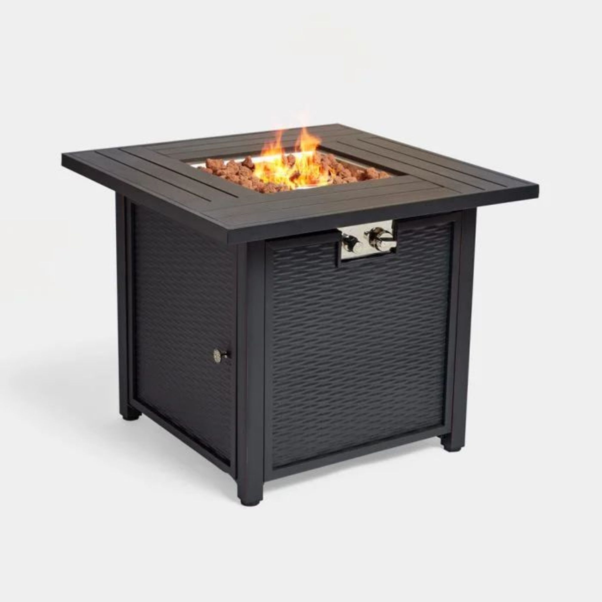 GAS FIREPIT TABLE RATTAN AND STEEL BUILD ADJUSTABLE FLAME R5-1