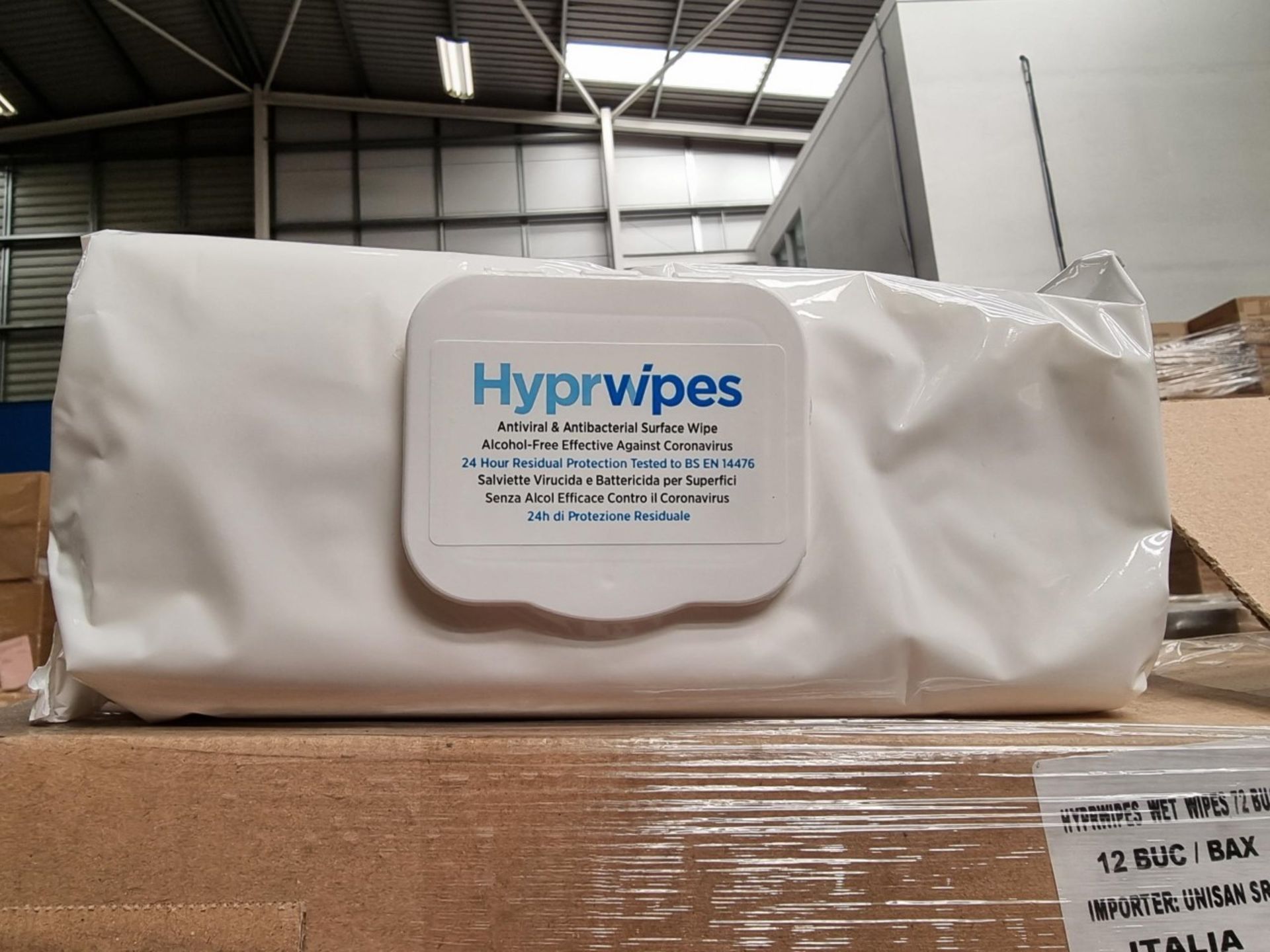 PALLET TO CONTAIN 864 X PACKS OF 72 HYPRWIPES. Antiviral Antibacterial Disinfectant Wipes For Hard - Image 2 of 2