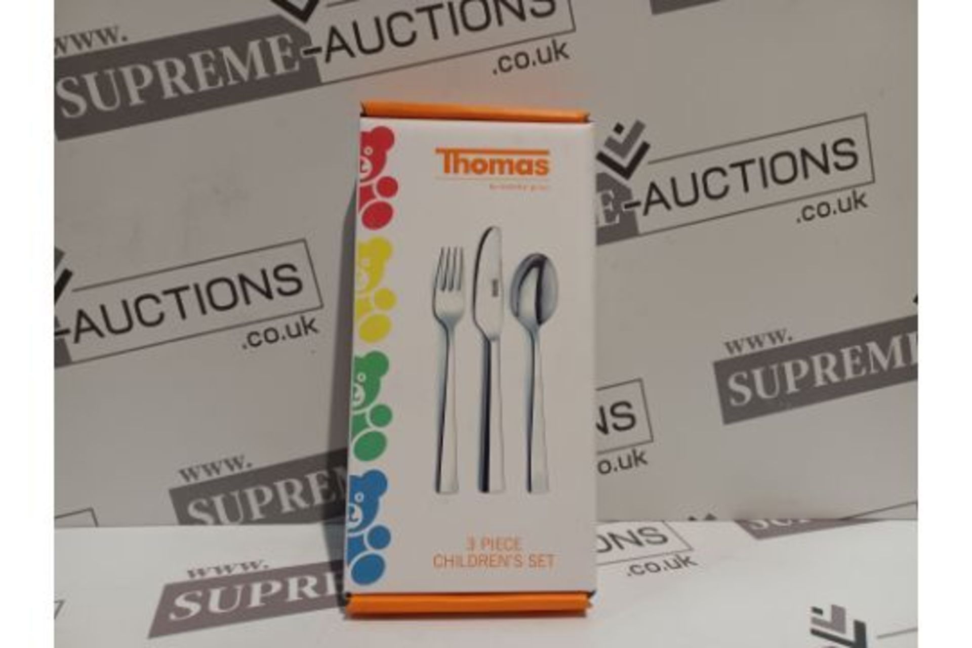 TRADE LOT 240 X BRAND NEW THOMAS BY ROSENTHAL 3 PIECE CHILDRENS CUTLERY SET R13