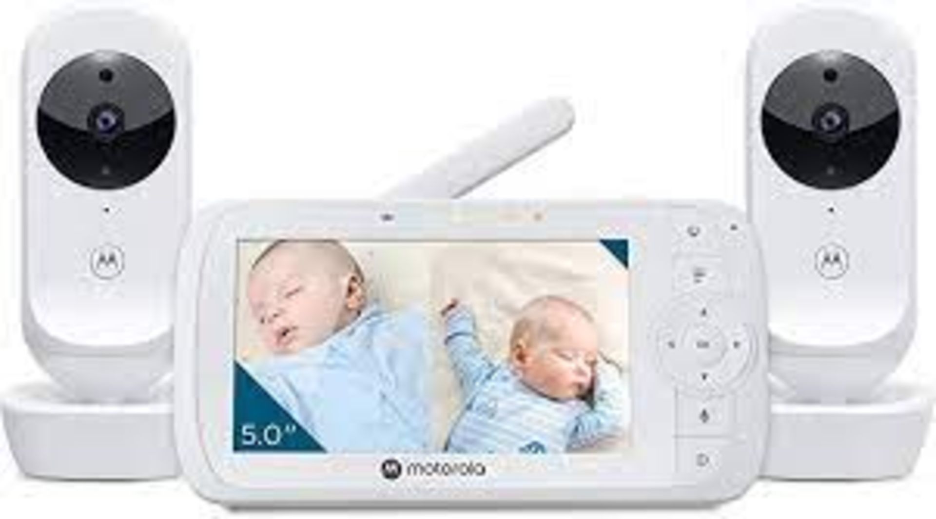 Motorola Nursery VM35-2 / Ease 35 Twin Baby Monitor with 2 Cameras 5.0 Inch Video Baby Monitor