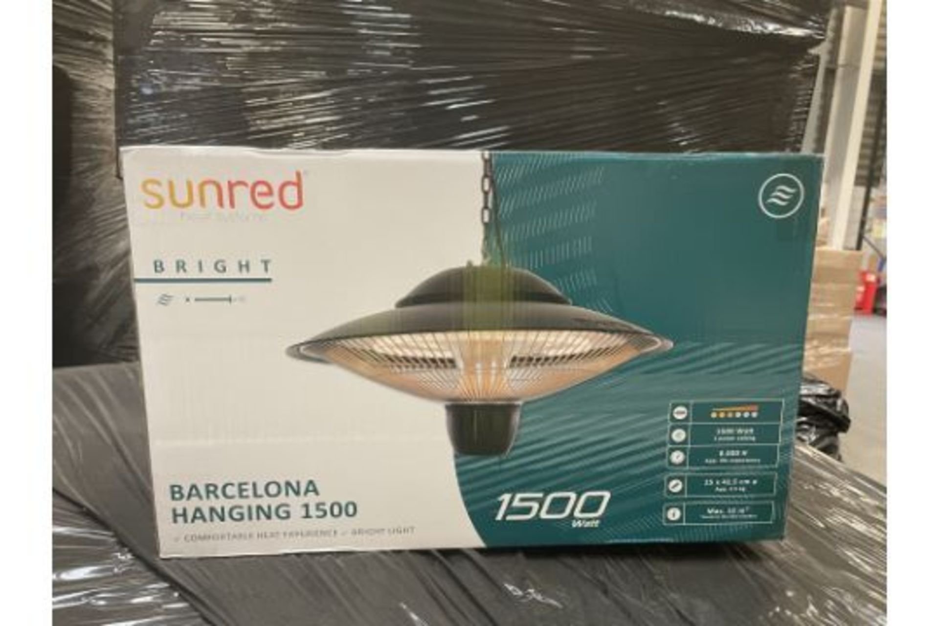 Pallet to include 16 x Brand New The Sunred Heater Barcelona Hanging 1500W RRP £299.A high quality - Bild 2 aus 3