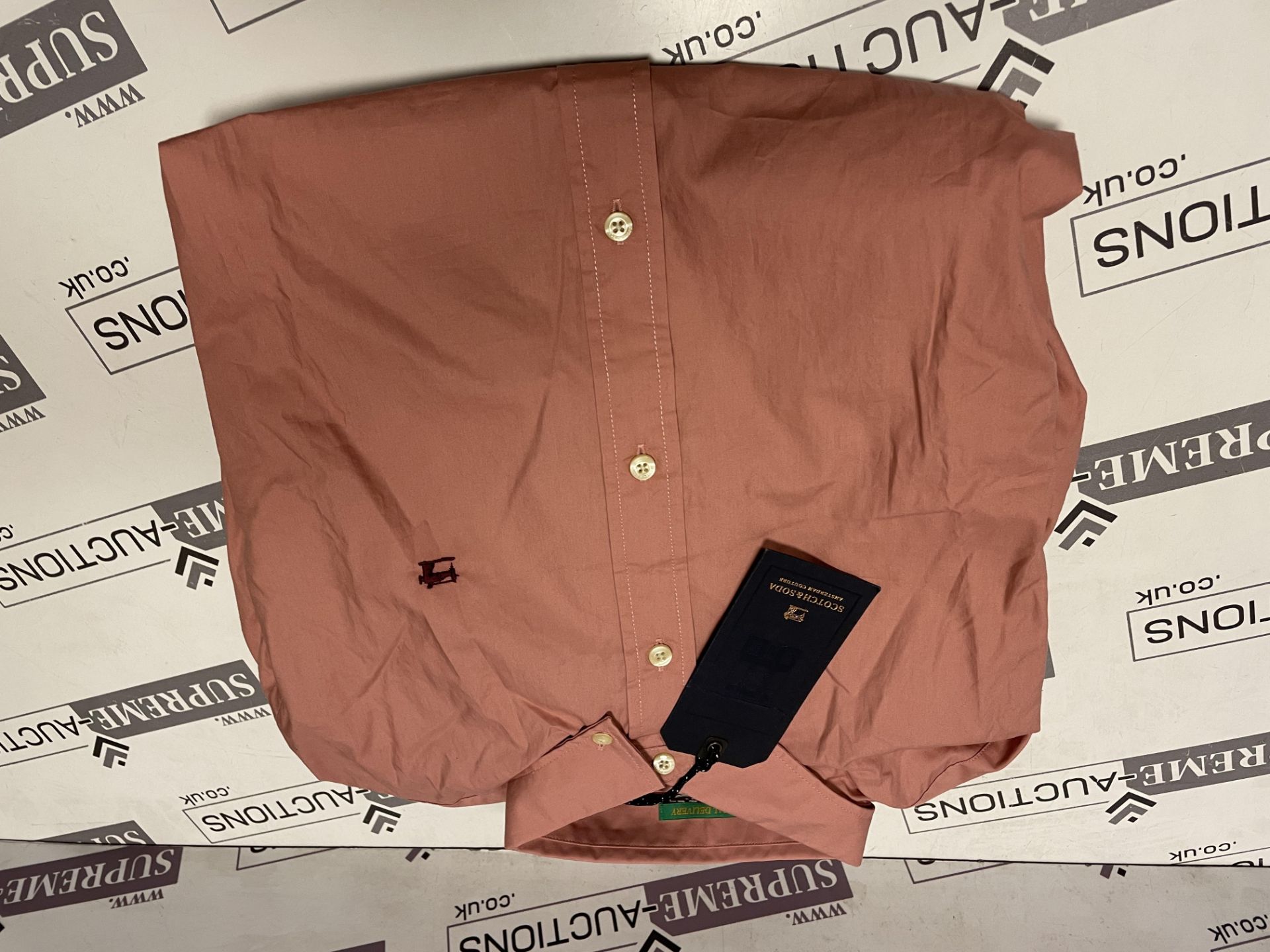 BRAND NEW WITH TAGS SCOTCH & SODA Regular Fit Oxford Shirt Long Sleeve Pink Mens Top. SIZE (M).