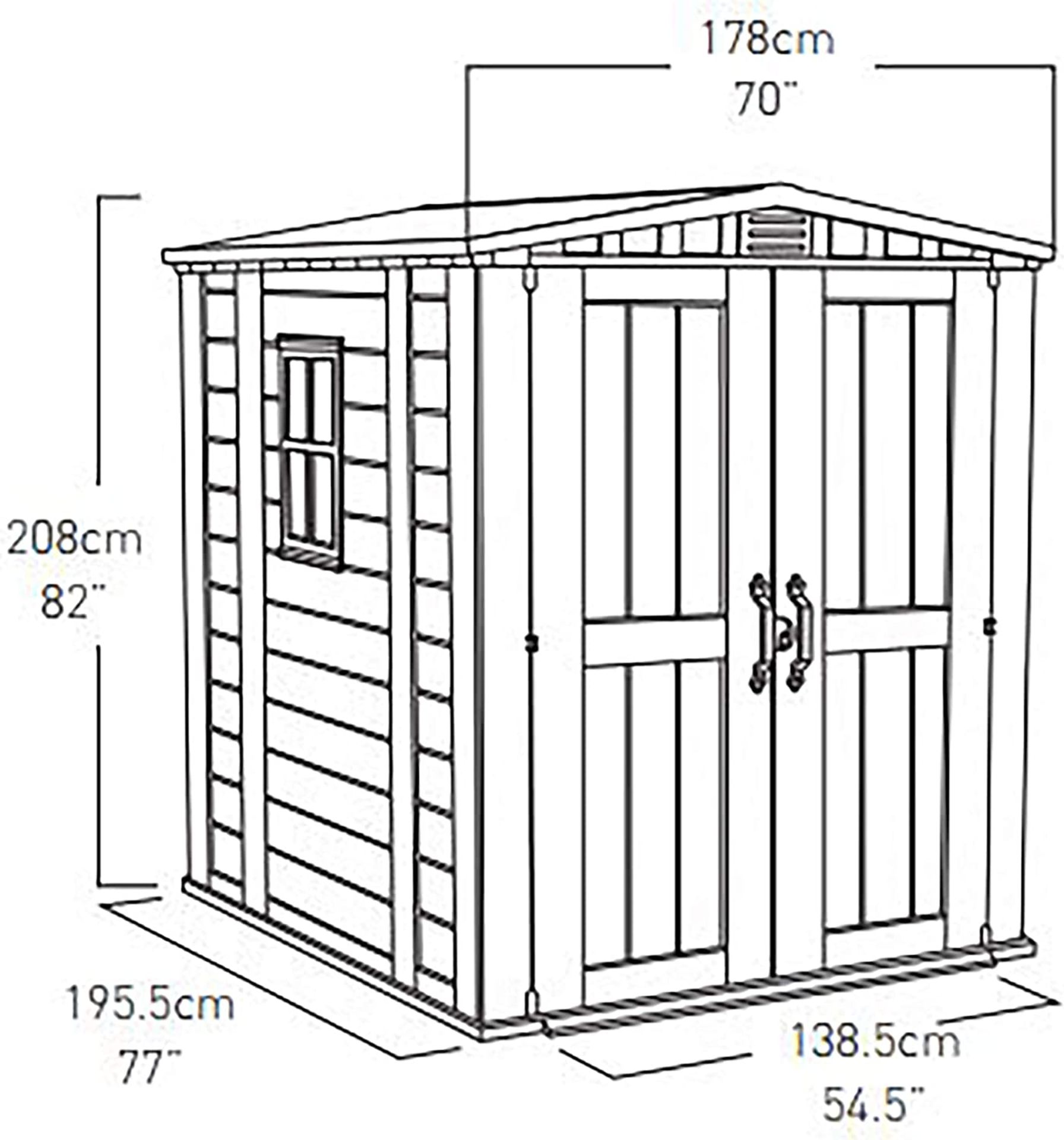 New Keter Factor Garden Plastic Shed. Dimensions: 178 x 195.5 x 208cm (approx.) Material: Resin, - Image 4 of 4