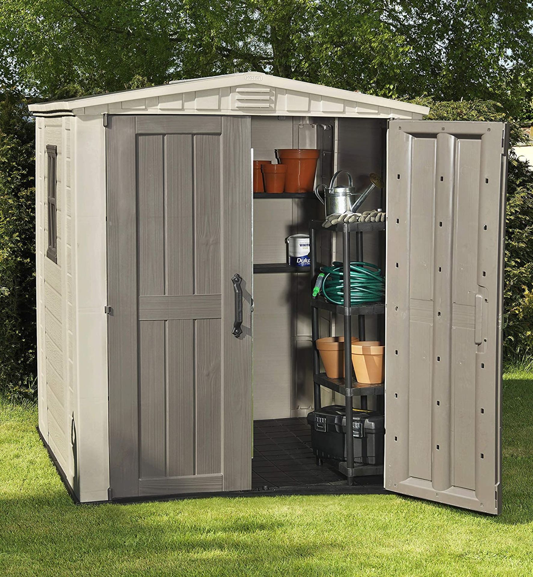 New Keter Factor Garden Plastic Shed. Dimensions: 178 x 195.5 x 208cm (approx.) Material: Resin, - Image 3 of 4