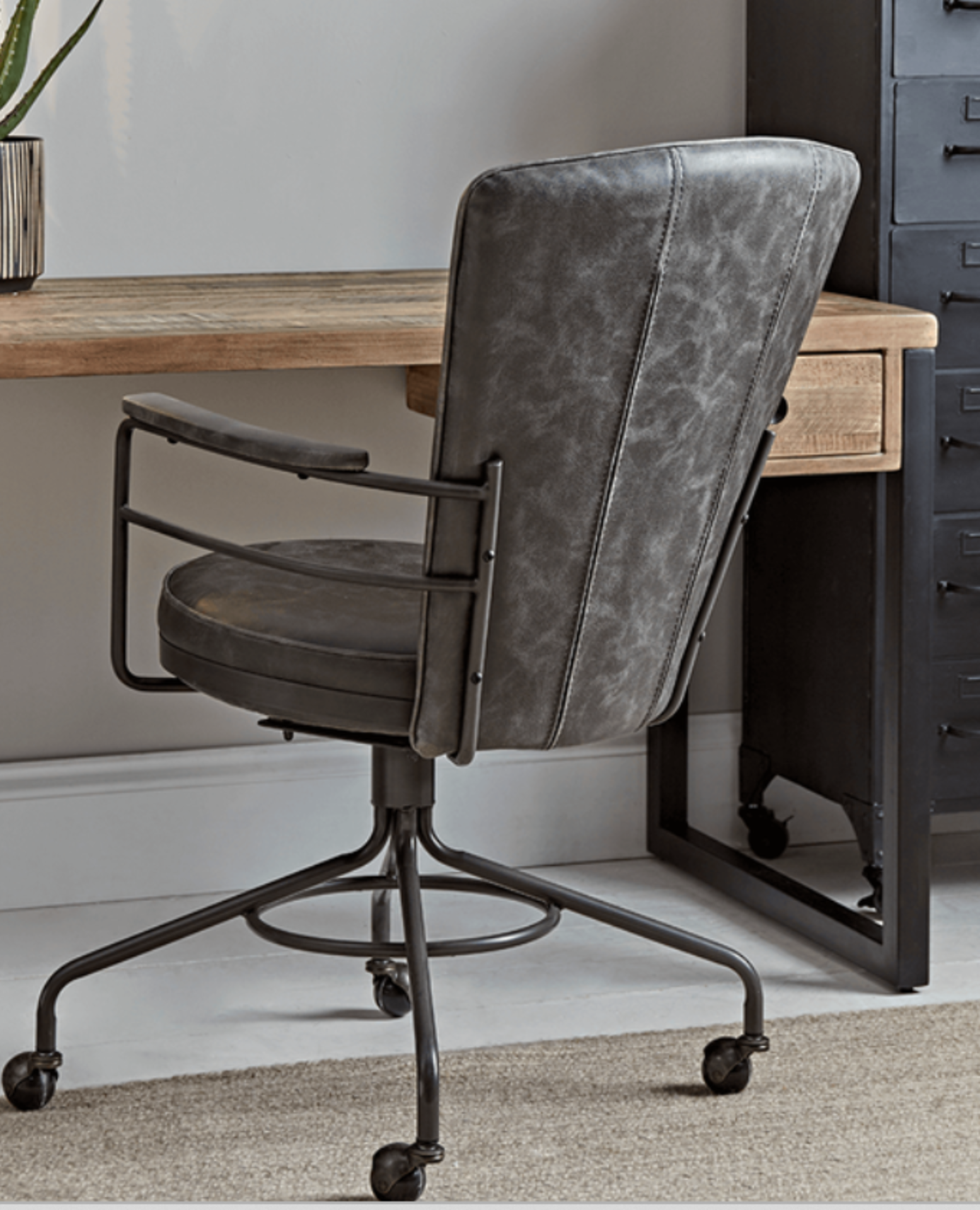 Cox & Cox Industrial Style Office Chair - Grey. RRP £375.00. - SR6. With a bold metal frame and