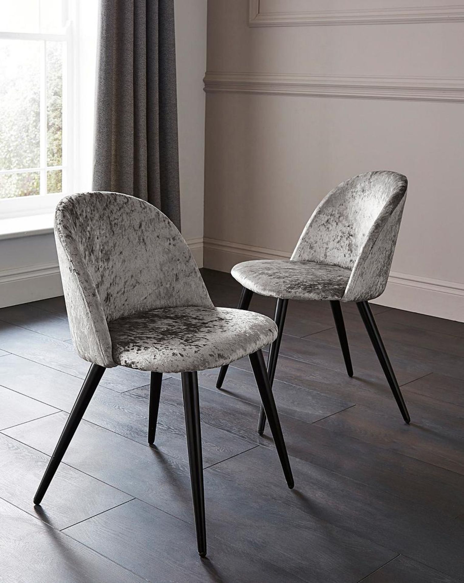 Palazzo Crushed Velvet Pair of Dining Chairs. - SR5. RRP £229.99. Add some glitz and glamour to your