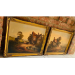 JOHN HIRSWELL PAIR CANVASS ORIGINAL OIL WITH A GALLERY PRICE OF £1700 24.5 X 22.5 INCHES (PAINT MARK