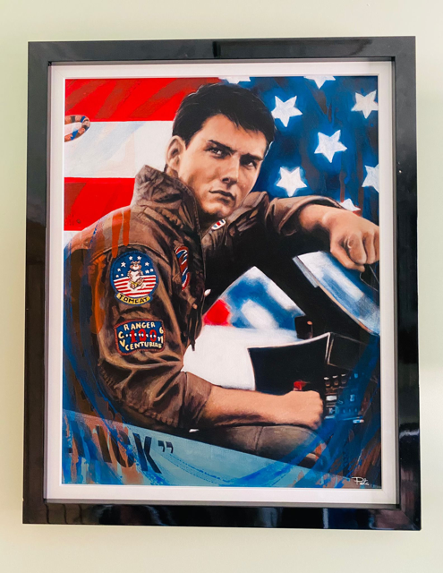 PETE HUMPHREYS TOM CRUISE TOP GUN ORIGINAL OIL PAINTING WITH A GALLERY PRICE OF £2150 41 X 33