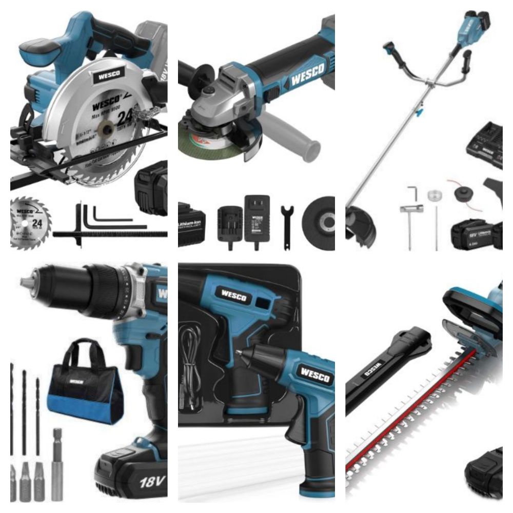 New Boxed Power Tools & Sets - Impact Drills, Angle Grinders, Socket Sets, Spray Guns, Saws, Sanders, Strimmers, Glue Gun, Hedge Trimmers & More