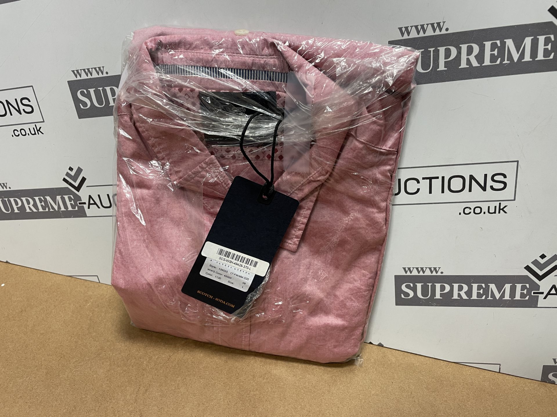 BRAND NEW WITH TAGS SCOTCH & SODA Mens Slim Fit Long Sleeve Cotton Shirt PINK, SIZE (L). RRP £55. (