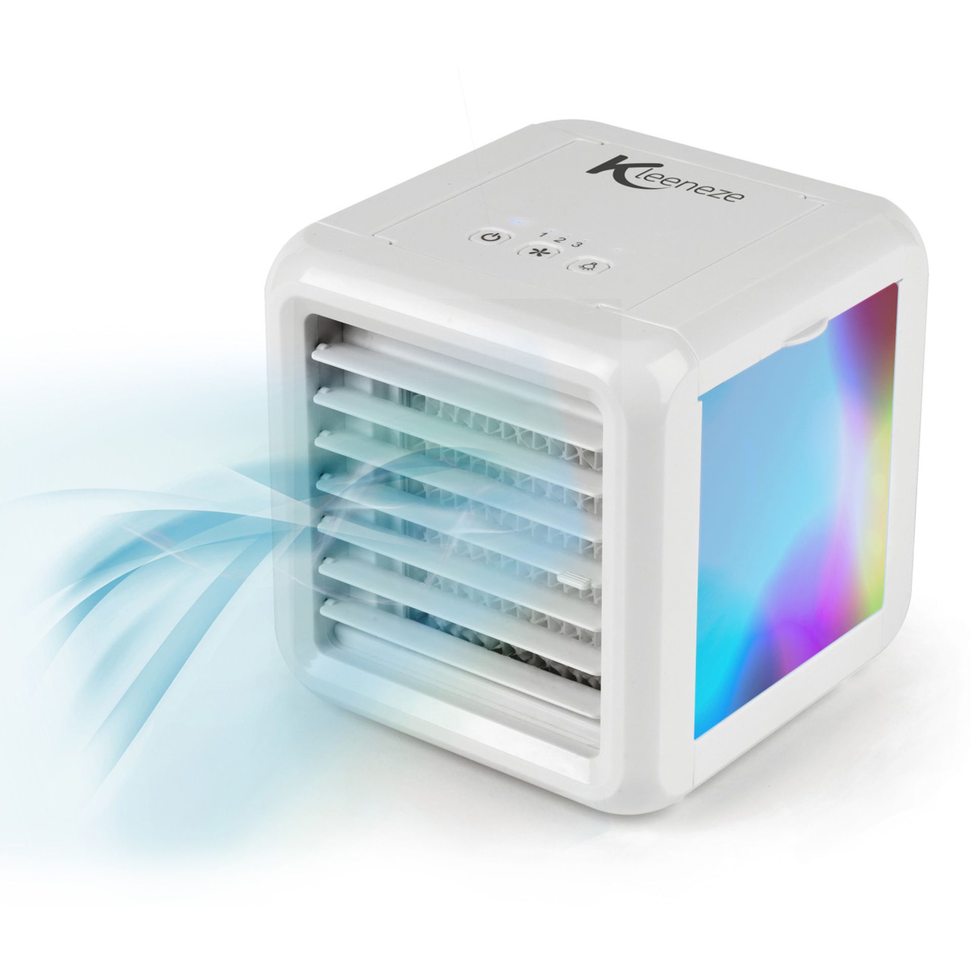 3 x NEW & BOXED Kleeneze Portable Air Cooler LED Lights Ice Cube Plus+ White 3 Speeds USB Plug. (