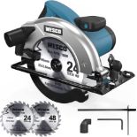 PALLET TO CONTAIN 24 x New & Boxed WESCO Circular Saw 1400W 5800 RPM Skill Saw. Cutting Depth: