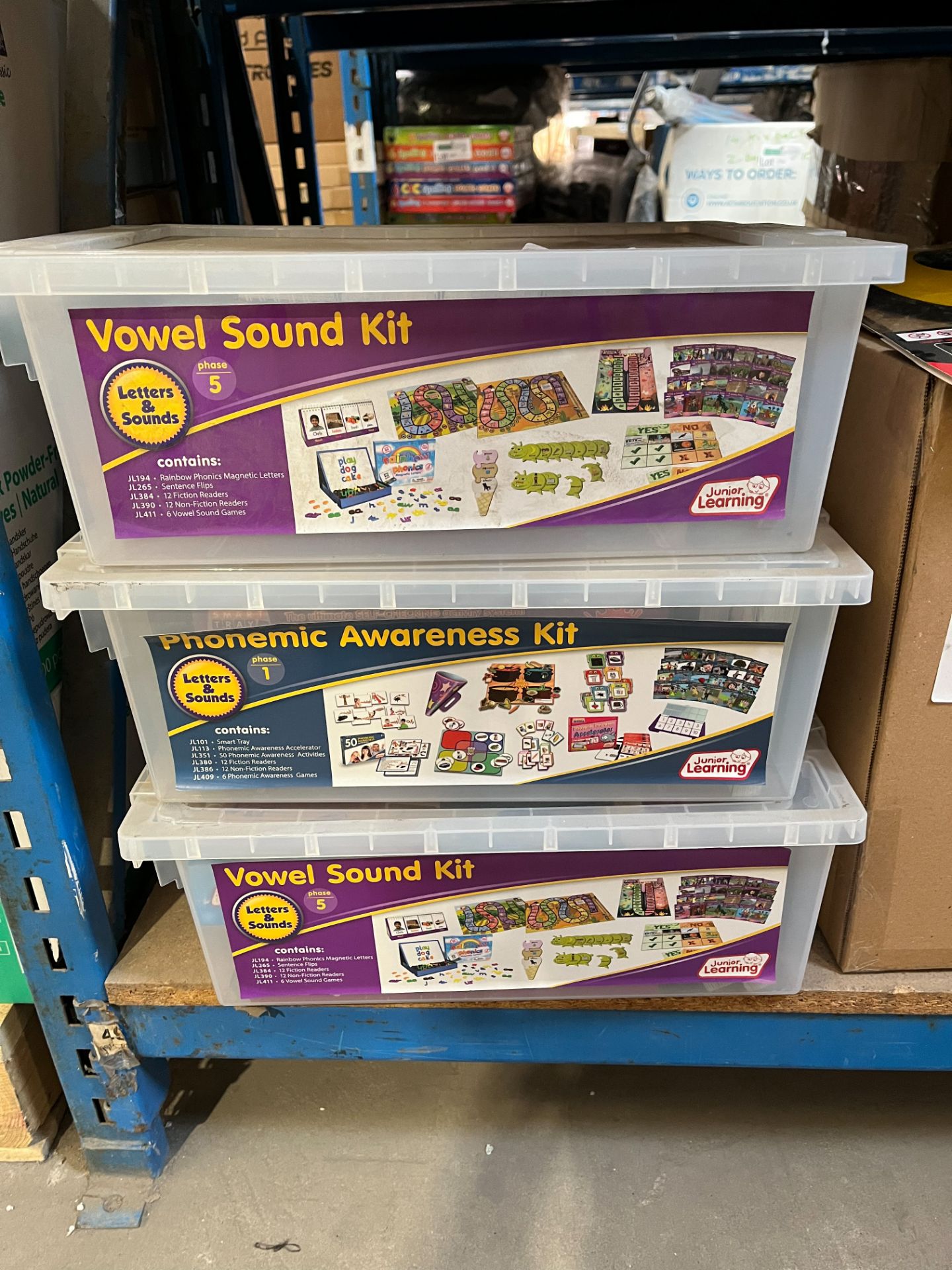 3 X BRAND NEW JUNIOR LEARNING EDUCATIONAL KITS INCLUDING VOWEL SOUND AND PHONEMIC AWARENESS SETS RRP