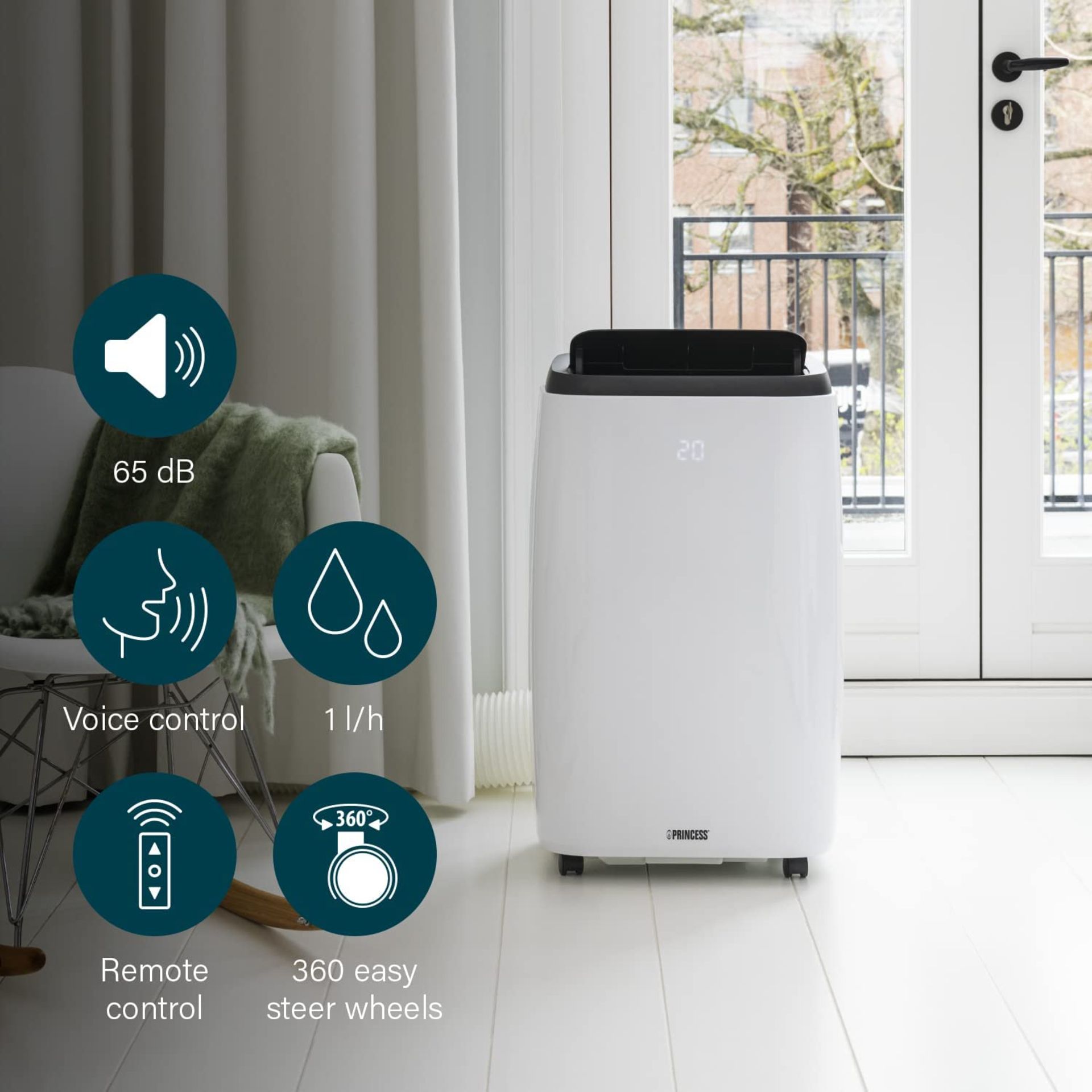Princess Mobile Air Conditioner. 3 IN 1 SMART WIFI. 12,000 BTU, Smart and Voice Control, 3.5 kW, - Image 3 of 3