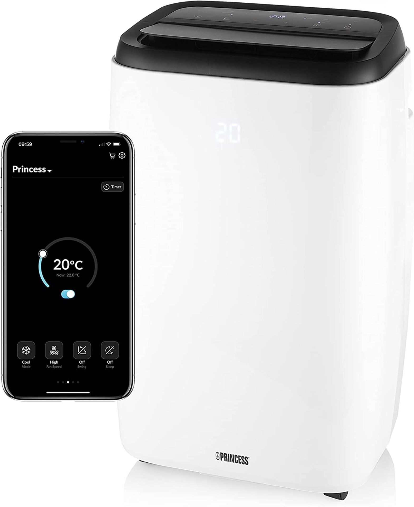 Princess Mobile Air Conditioner. 3 IN 1 SMART WIFI. 12,000 BTU, Smart and Voice Control, 3.5 kW,