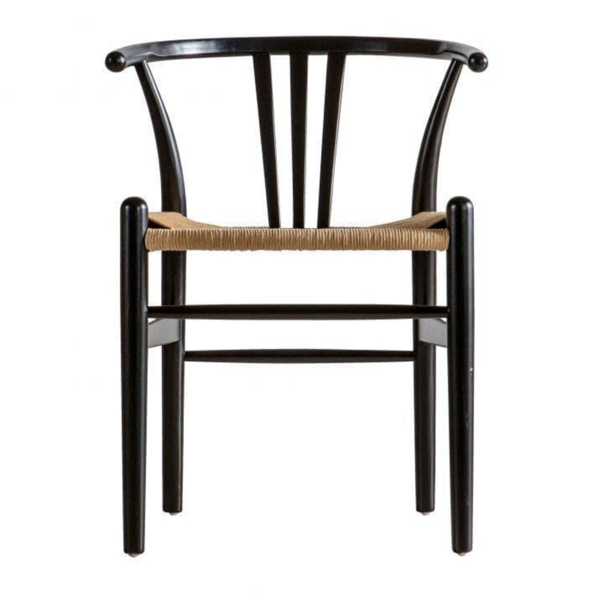 Cox & Cox Pair of Bow Backed Black Wood Dining Chairs. RRP £595.00. - SR3. Classic Wishbone style - Image 2 of 2