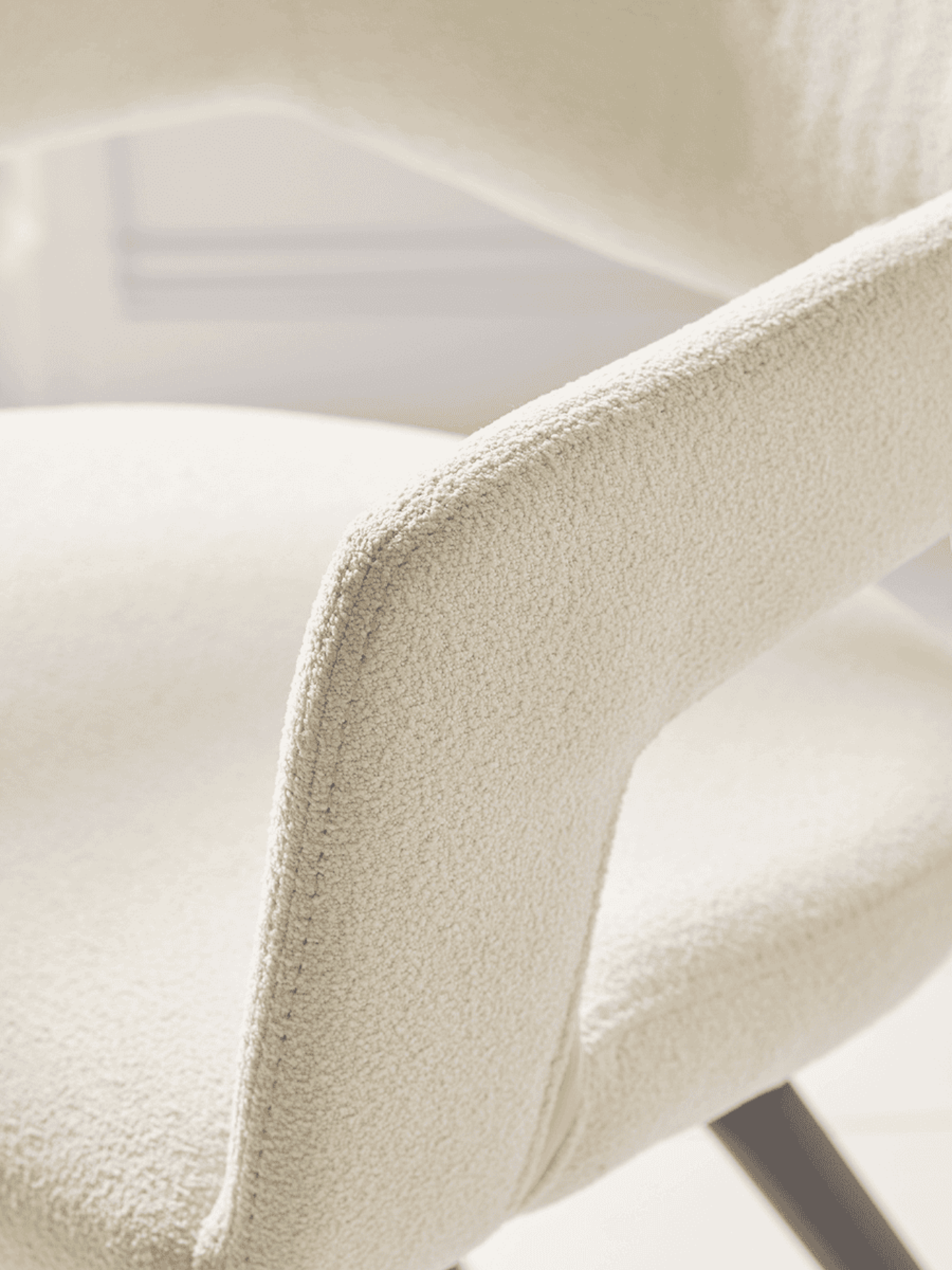 Cox & Cox Two Bouclé Dining Chairs - White. RRP £625.00. - SR3. Fully upholstered in a teddy bear - Image 2 of 2