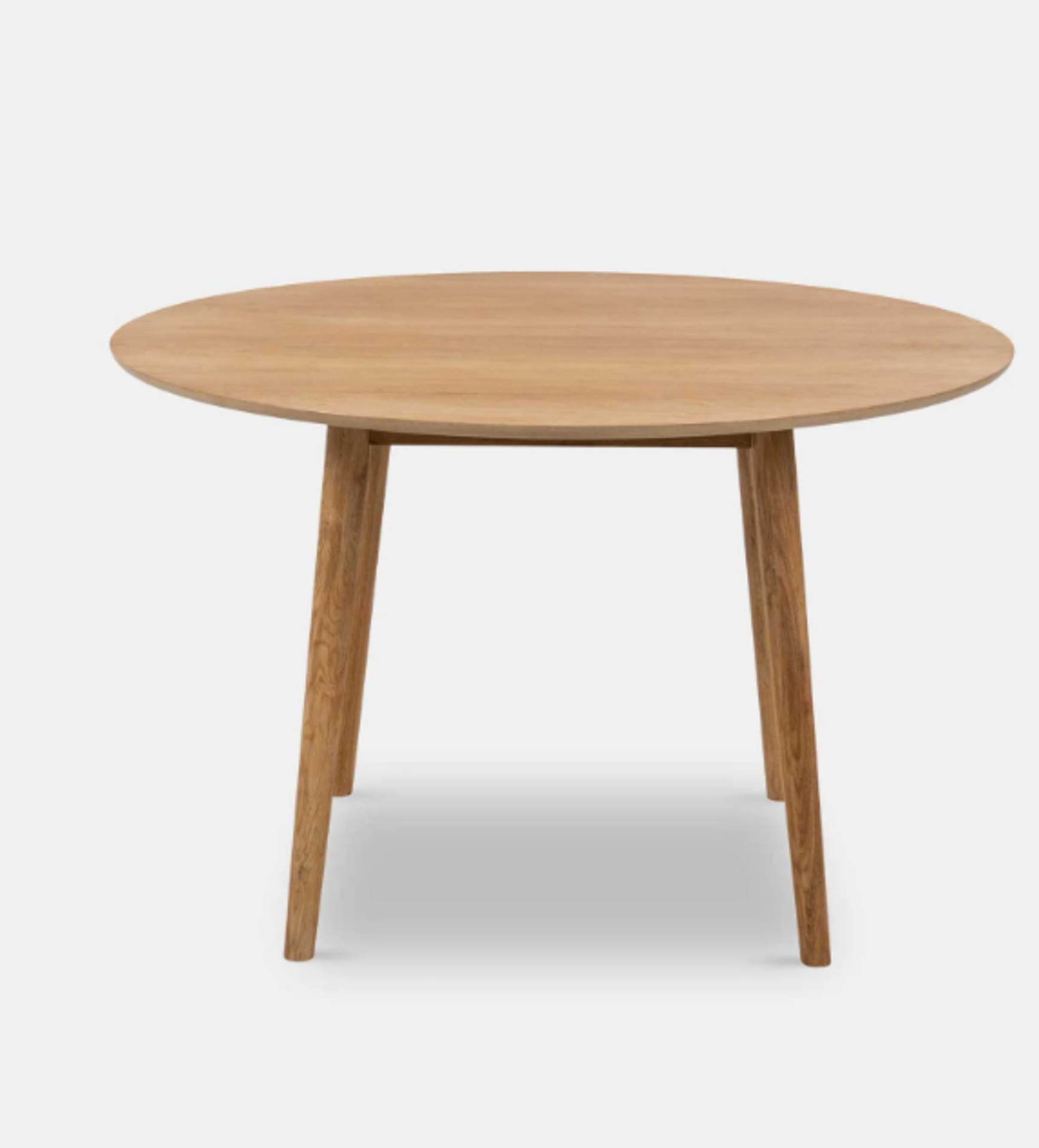 Kenji 4 seat Round Dining Table, Oak. RRP £549.00. Sat on sturdy solid wood legs with a contemporary