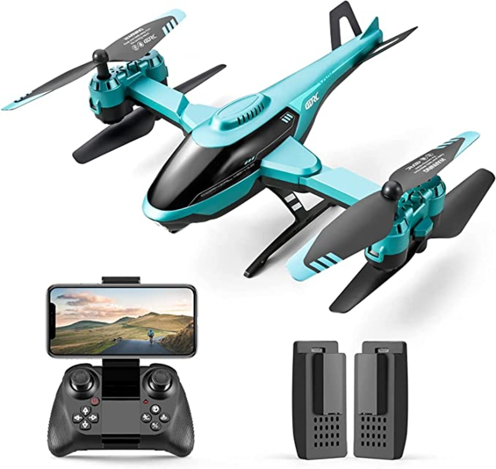 2 x 4DRC V10 Remote Control Helicopter, Drone with 1080P Camera, 2.4GHz Aircraft Indoor Flying Toy